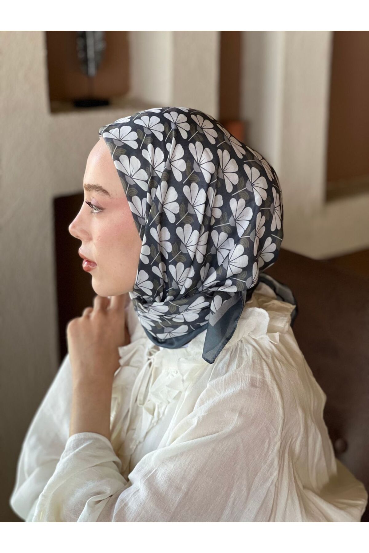 Modakaşmir-Clover Pattern Cotton Scarf 2