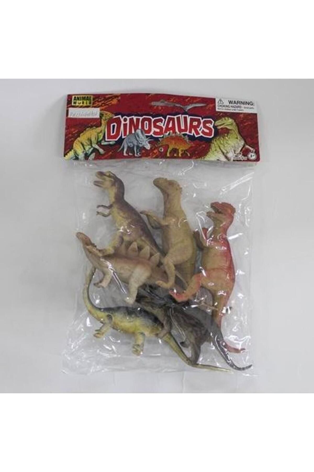 NW NessiWorld Nessiworld SH-9001-Vardem Poşetli 6Pcs 8 İnch Çiftlik Hayvan ve Dinozor Set
