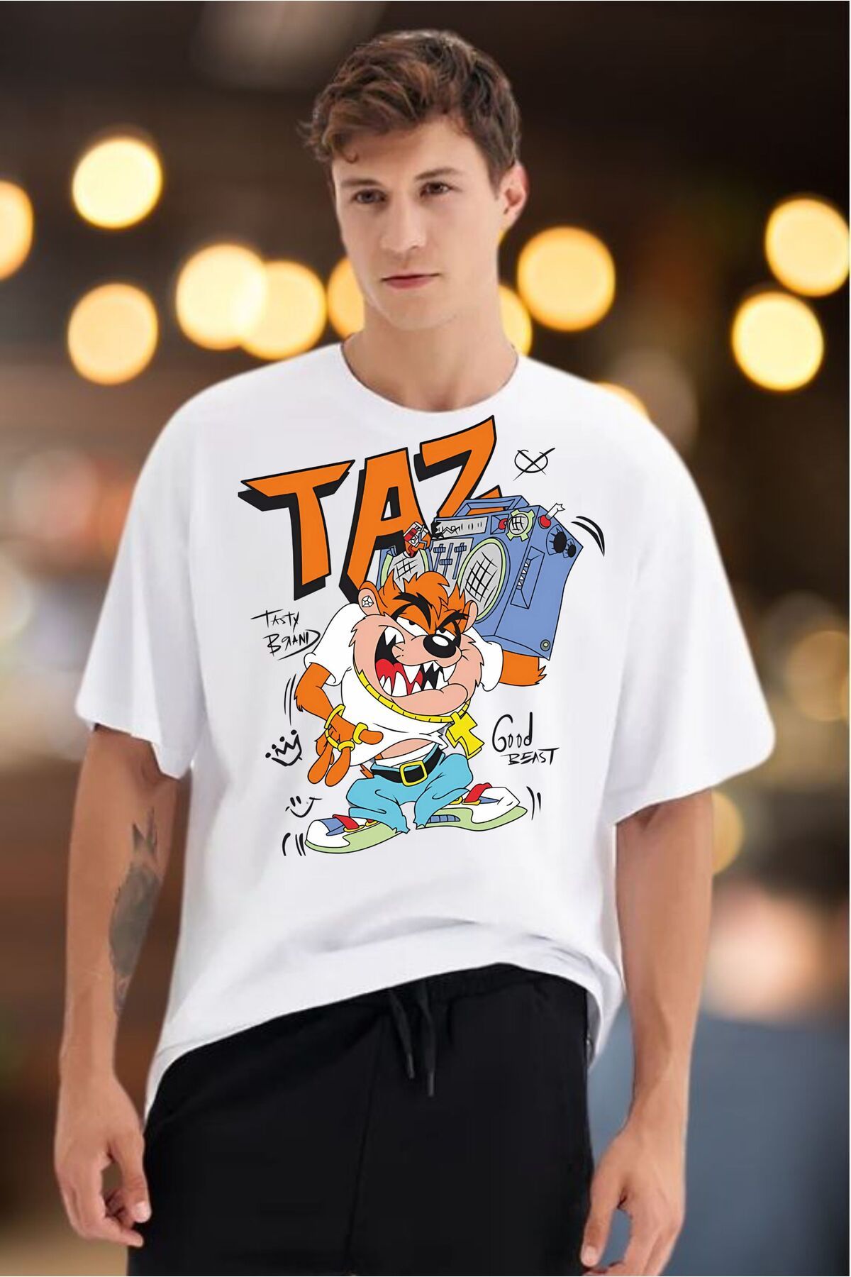 ModaSphere TAZ Baskılı Unisex Oversize Tişört