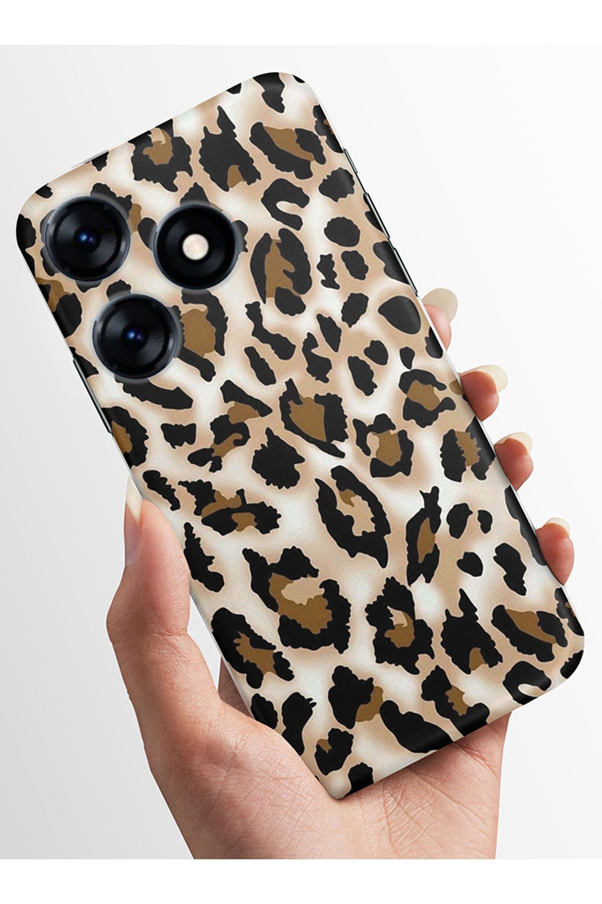 TECNO Spark 10 Kılıfı HD Kalite Baskılı Parlak Silikon Kapak - leopar4