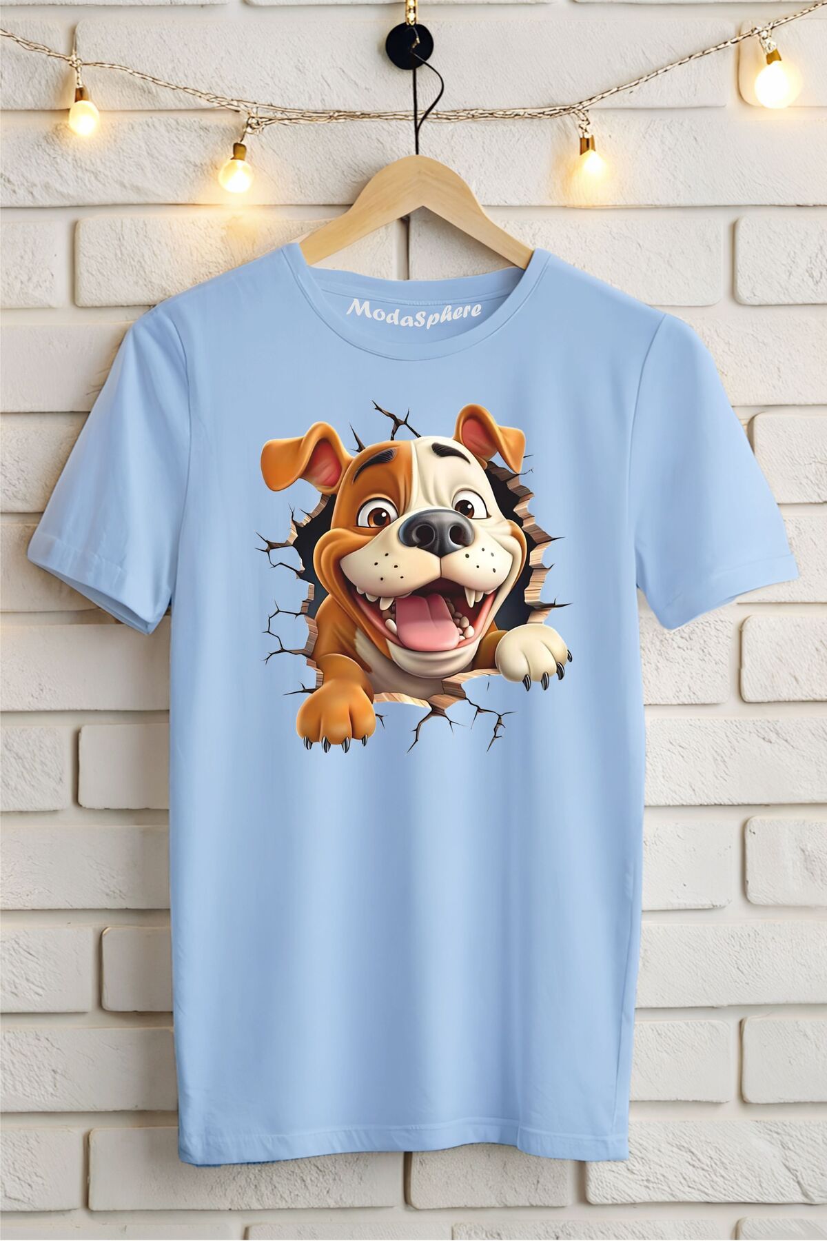 ModaSphere Cute Dog Baskılı Unisex Oversize Tişört