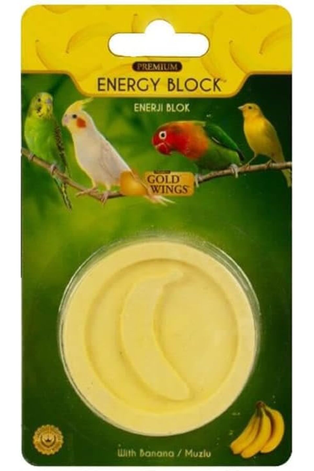 ShopZum Gold Wings Premium Kuşlar İçin Enerji Bloğu Gaga Taşı Muzlu