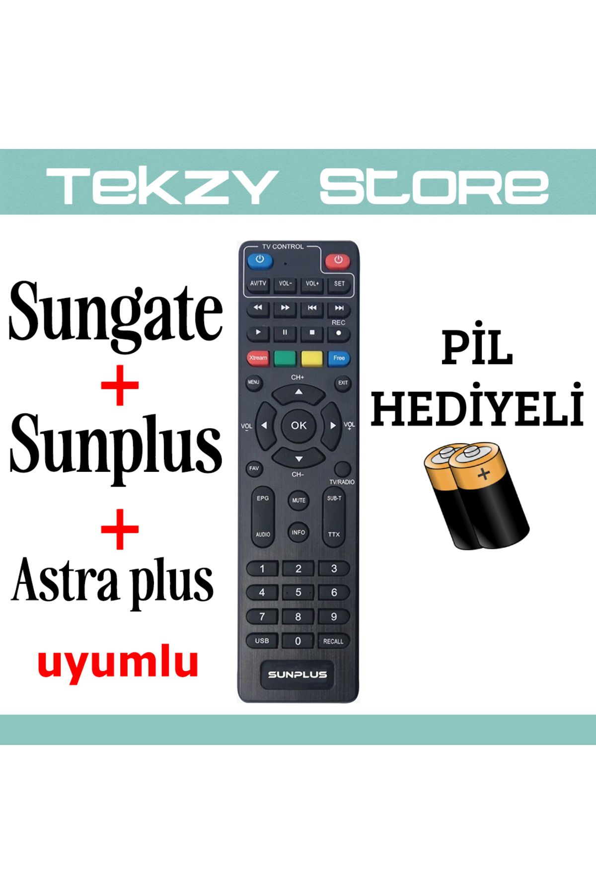 Suntel Sungate, Sunplus, Astra plus cihazlara birebir uyumlu orijinal kalıp akıllı kumanda