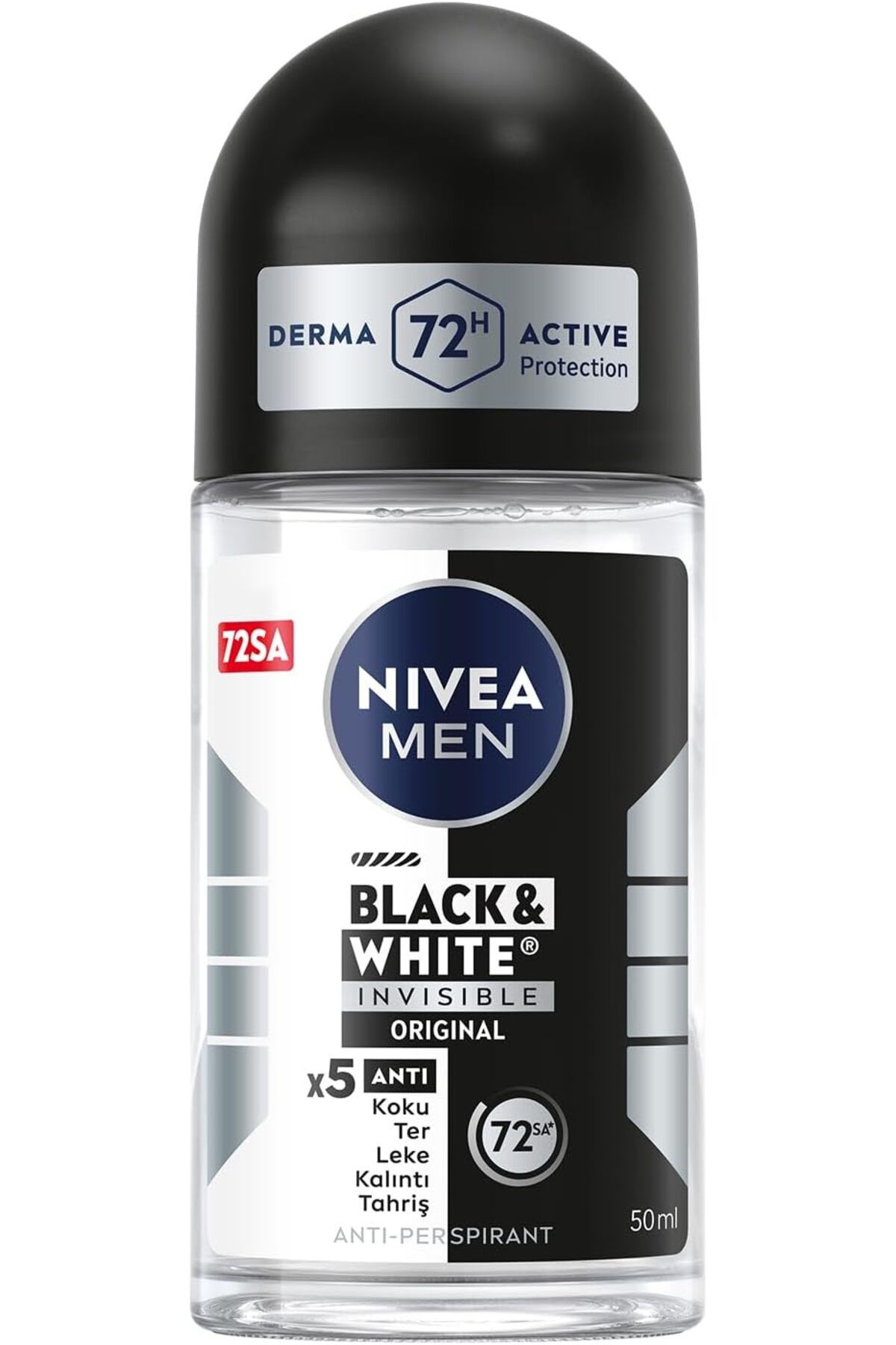 ShopZum Men Erkek Roll On Deodorant Black &amp; White Invisible Original 50 Ml, 72 Saat Anti-perspirant