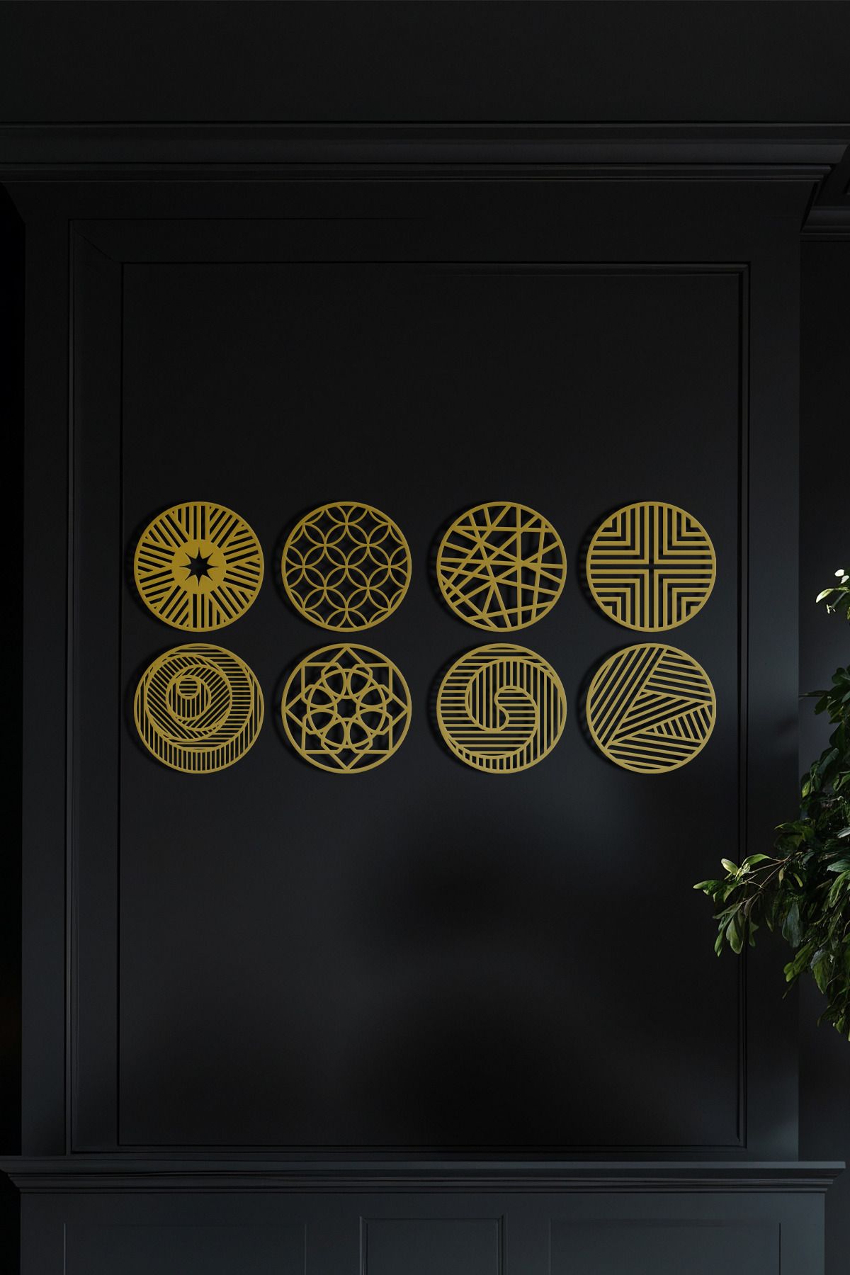 cncrafft Geometrik Desenler Metal Tablo Seti – Modern 8’li Duvar Dekoru