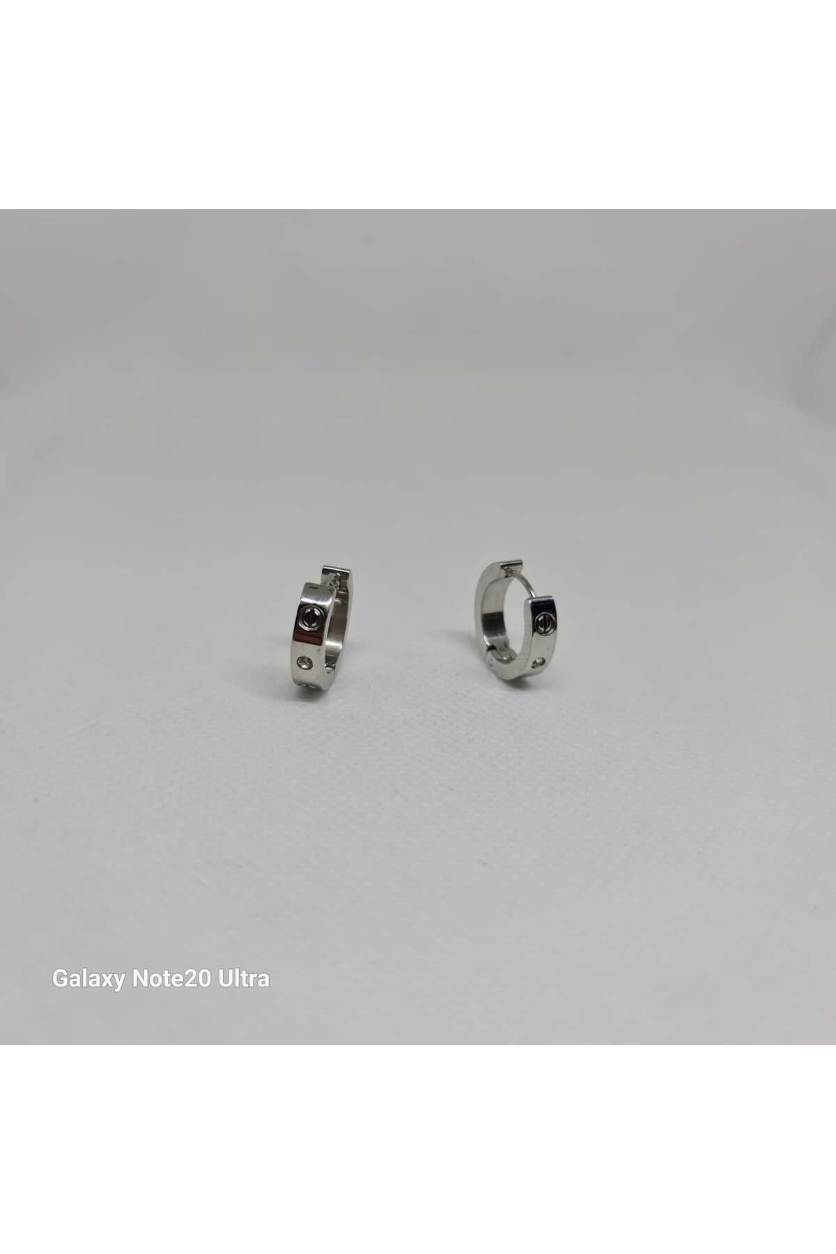 Store 316L Zirkon Taş Detaylı Paslanmaz Çelik Küpe