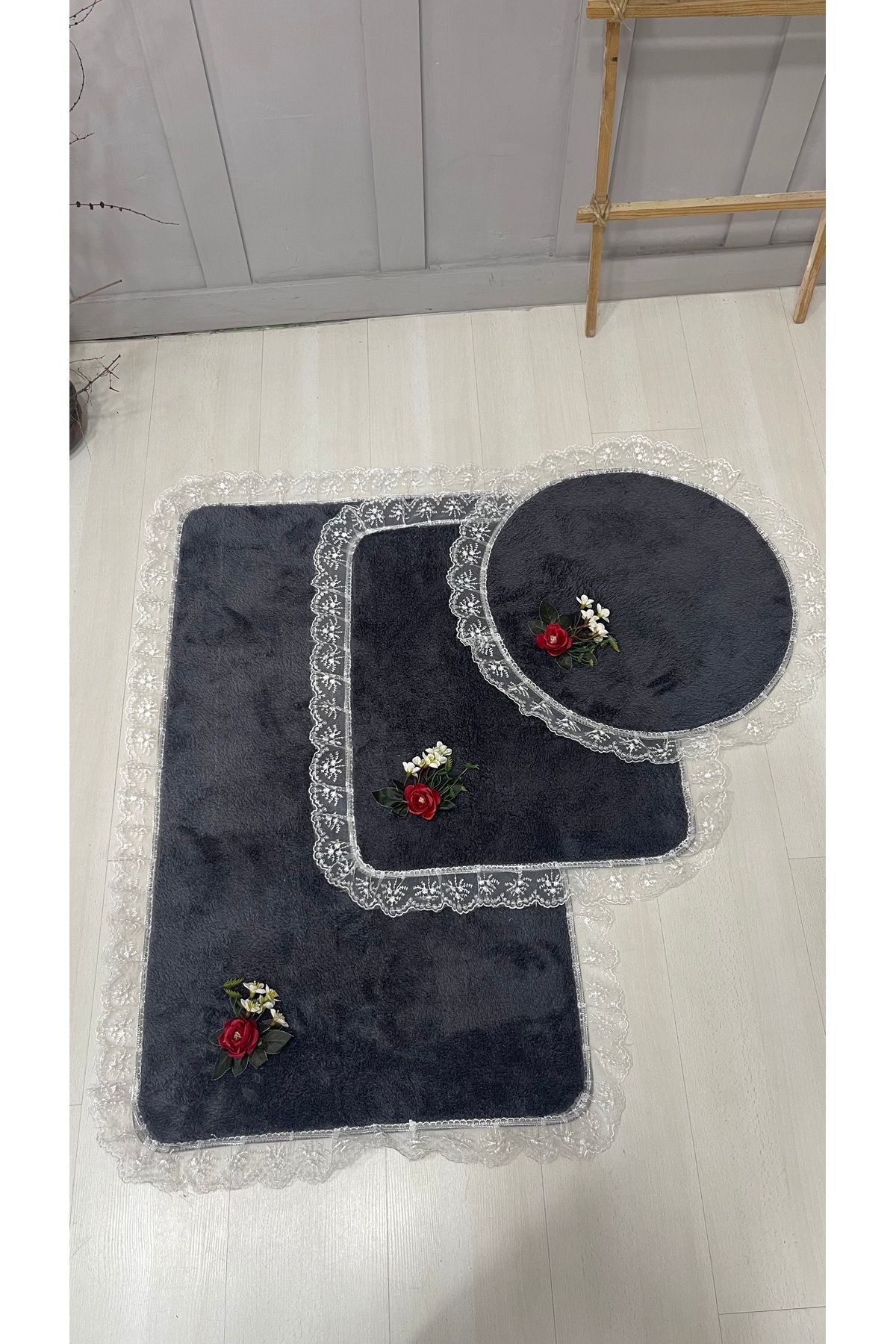 Asra tasarm Paspas, banyo pelüş 3 lü paspas