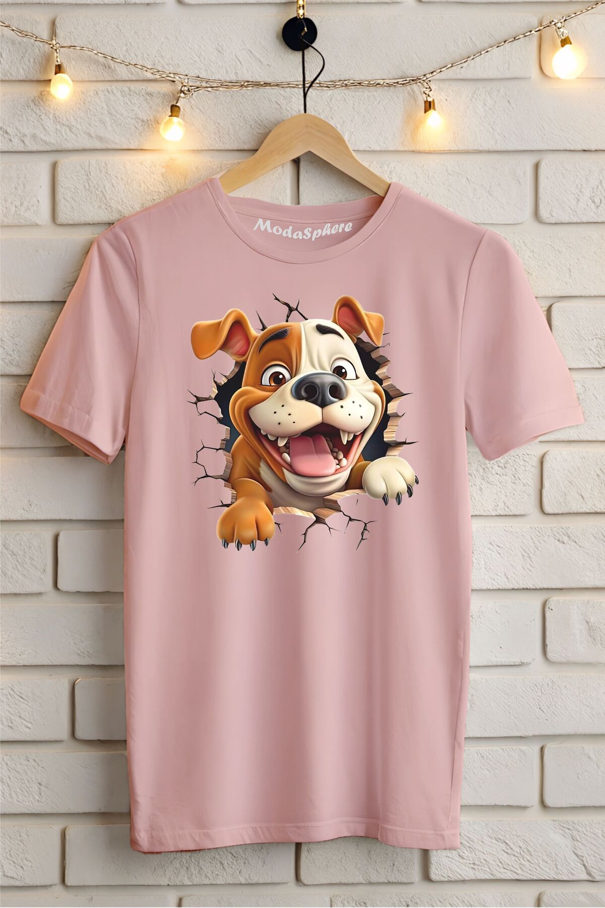 ModaSphere Cute Dog Baskılı Unisex Oversize Tişört