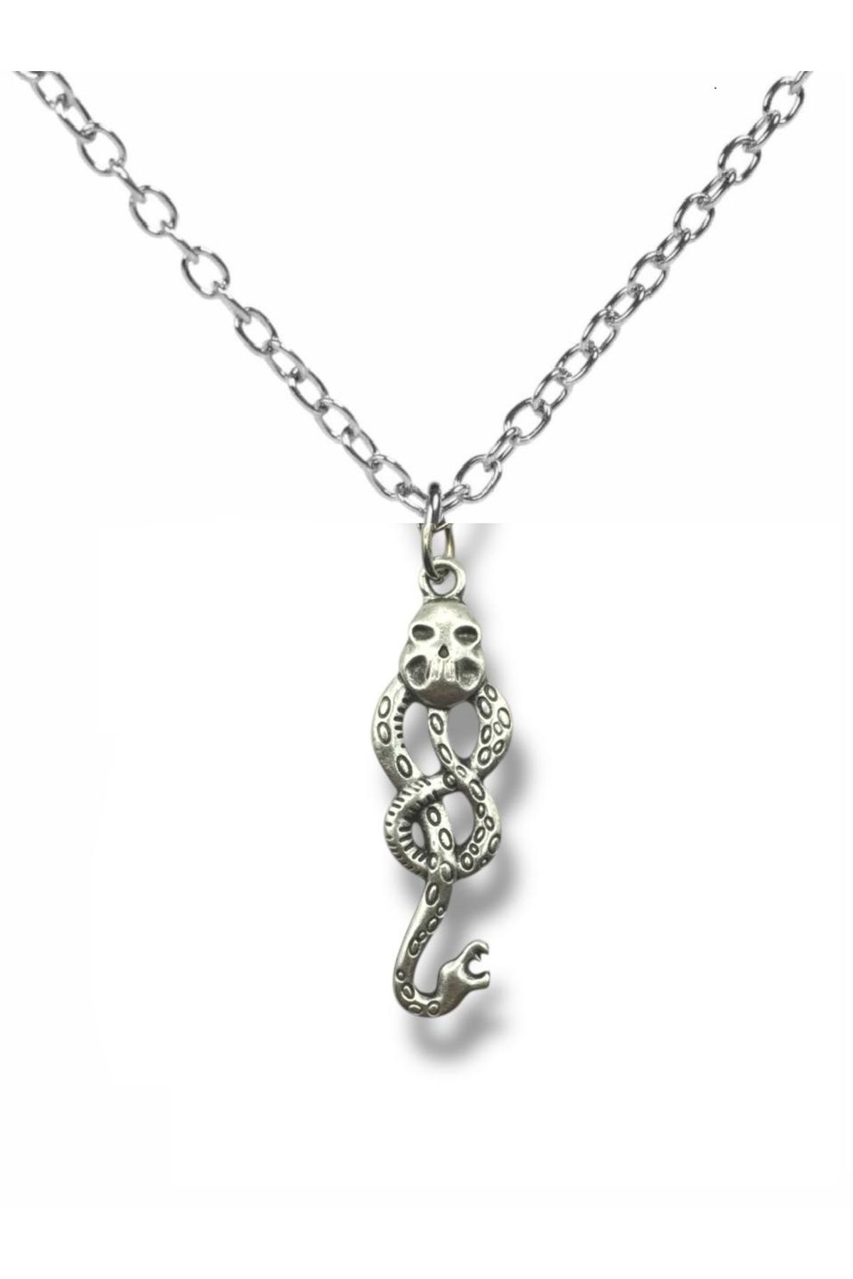Herşey Nota Death Eater Figürlü Unisex Kolye – 60 cm Zincirli, Karanlık Büyü ve Güç Temalı Tasarım
