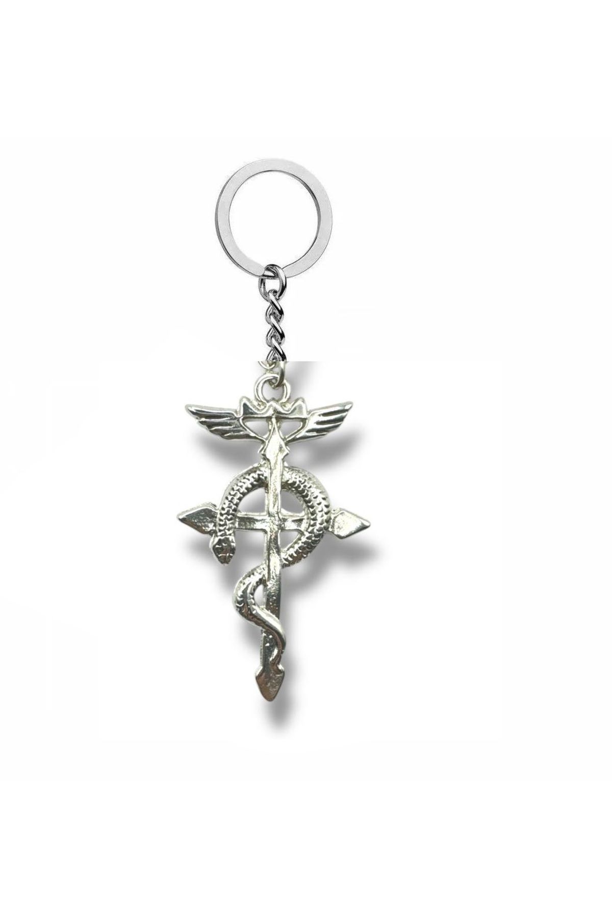 Herşey Nota Snake and Cross Unisex Anahtarlık – İnanç, Koruma ve Dönüşüm Temalı Tasarım