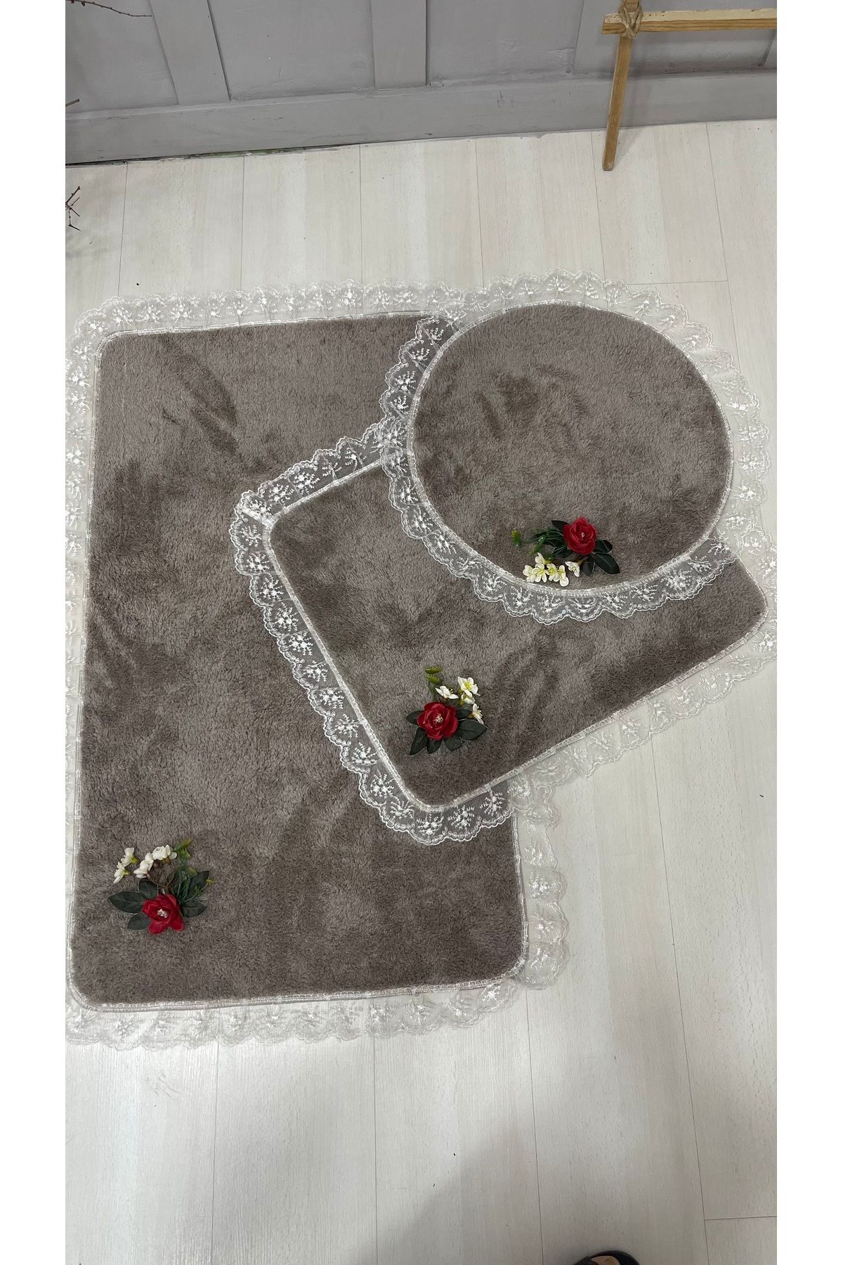 Asra tasarm Paspas, banyo pelüş 3 lü paspas