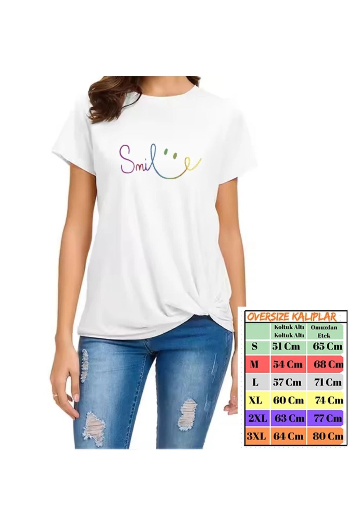 shidumanlar Smile Baskılı Oversize Tshirt