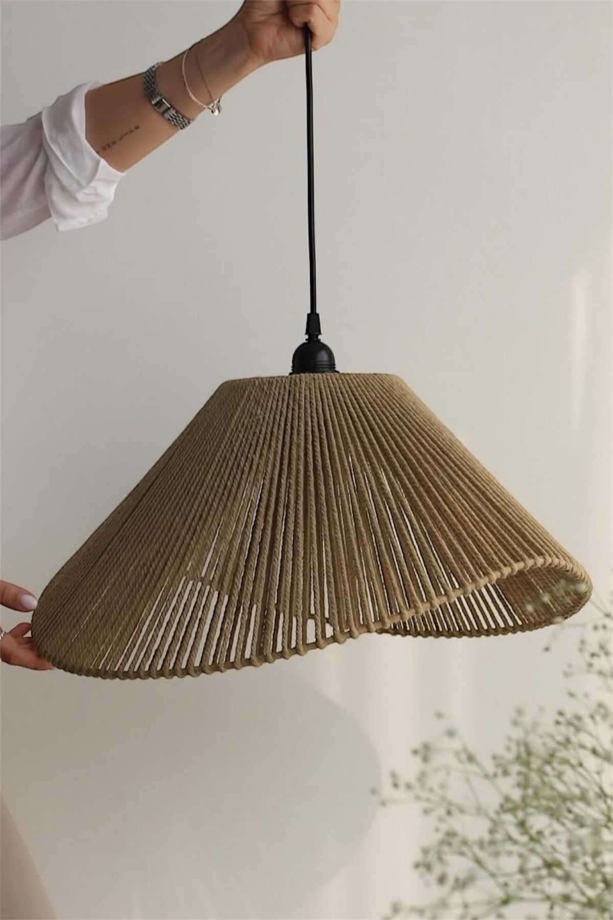 AFRALYAHOME Yeşil Makrome Avize/ Hol avizesi/ Koridor Avizesi / Bohem Metal Avize / iskandinav rustik sarkıt