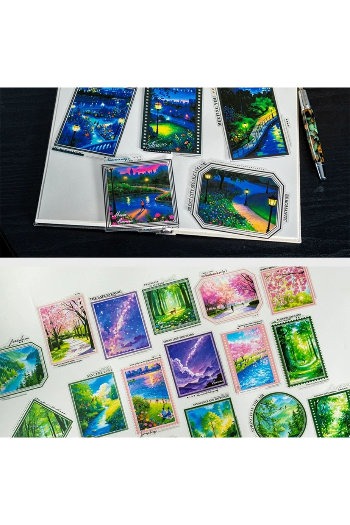 İthal U4-10 adet manzara PET sticker - Renk : Siyah