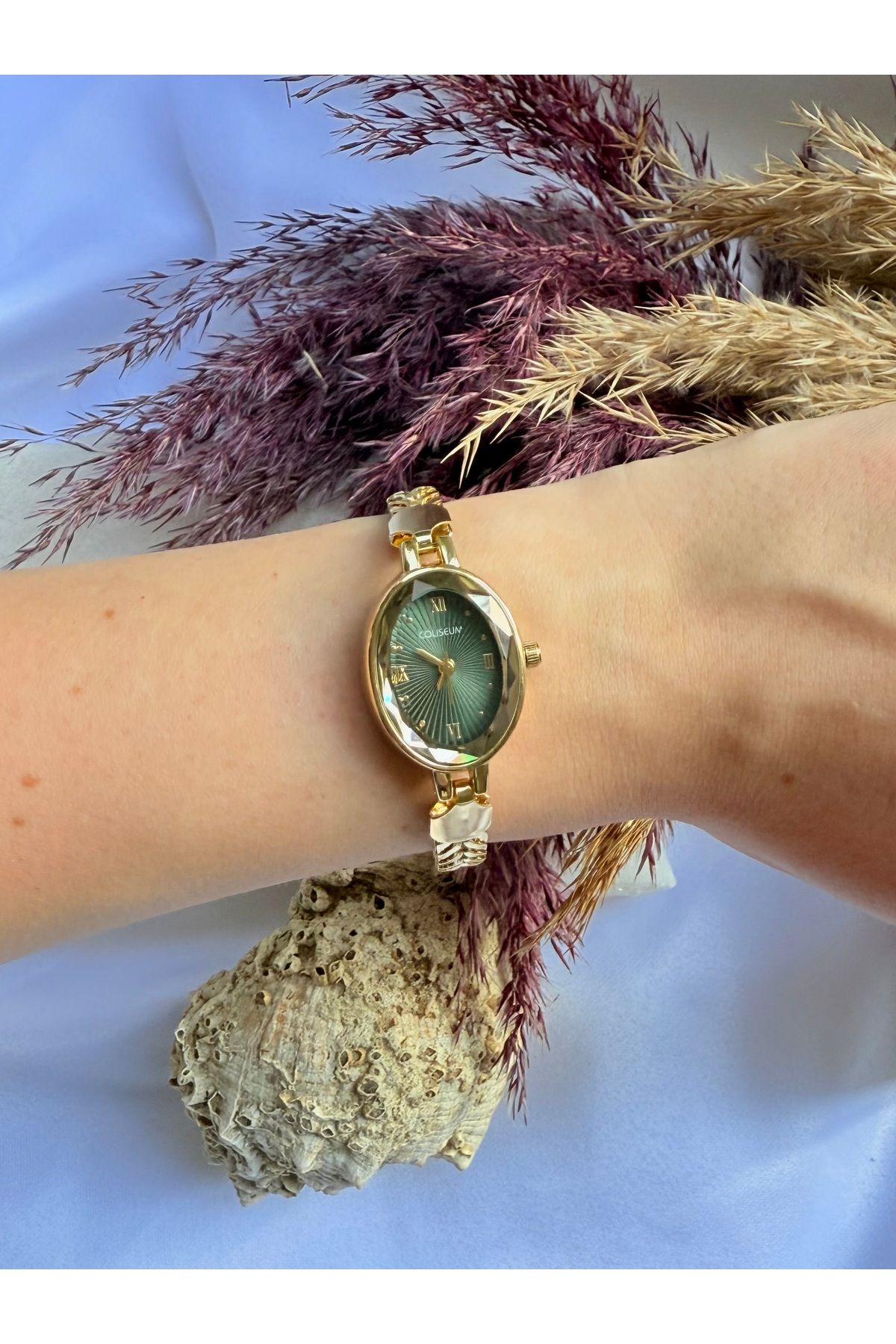 TD TRENDDURAGI Vintage Ayarlanabilir Kordon Gold İçi Yeşil Kadın Kol Saati