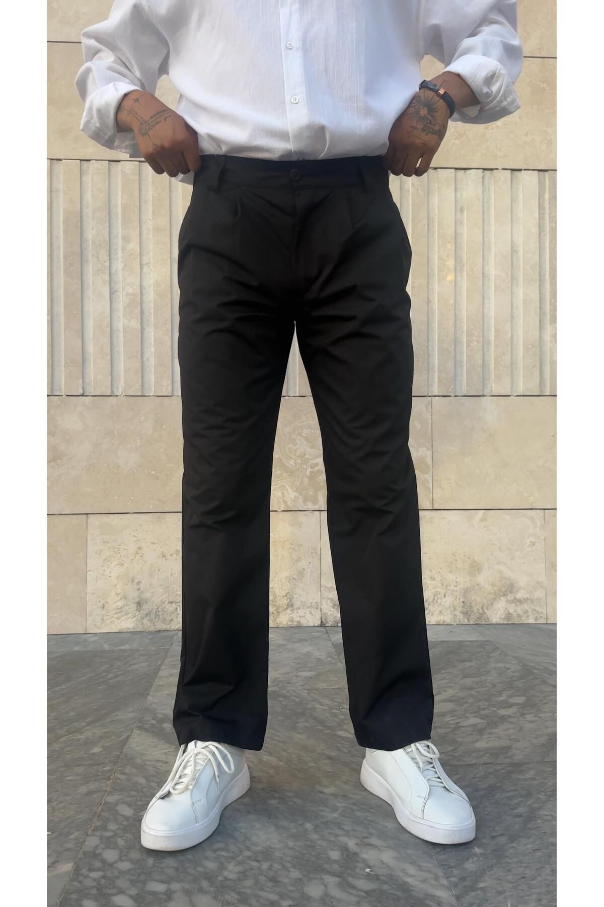 PEERLESS STORE Tek Pile Detaylı Gabardin Baggy Pantolon