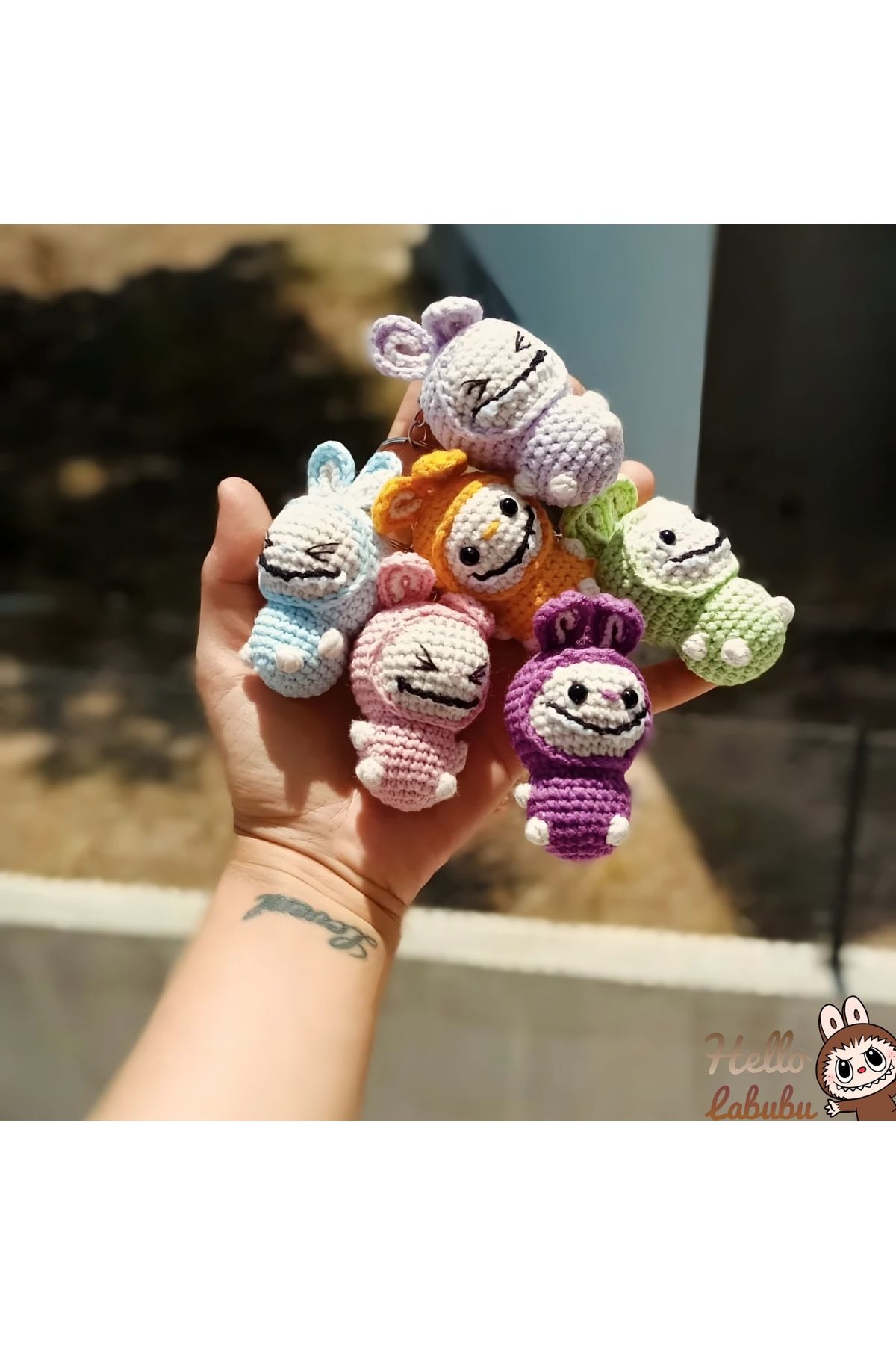ayta kids clothing toys Ayta kids clothing & toys el örgüsü labubu anahtarlık sürpriz renk (4-5cm)