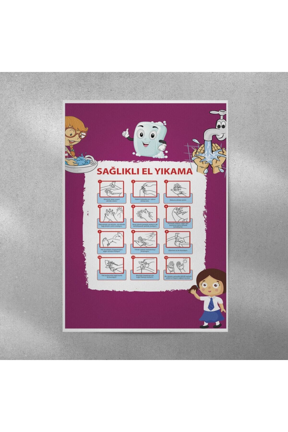 Elioure El Yıkama Posteri 35x50 cm, Sağlıklı Temizlik Bilgilendirme, Pratik ve Şık Tasarım