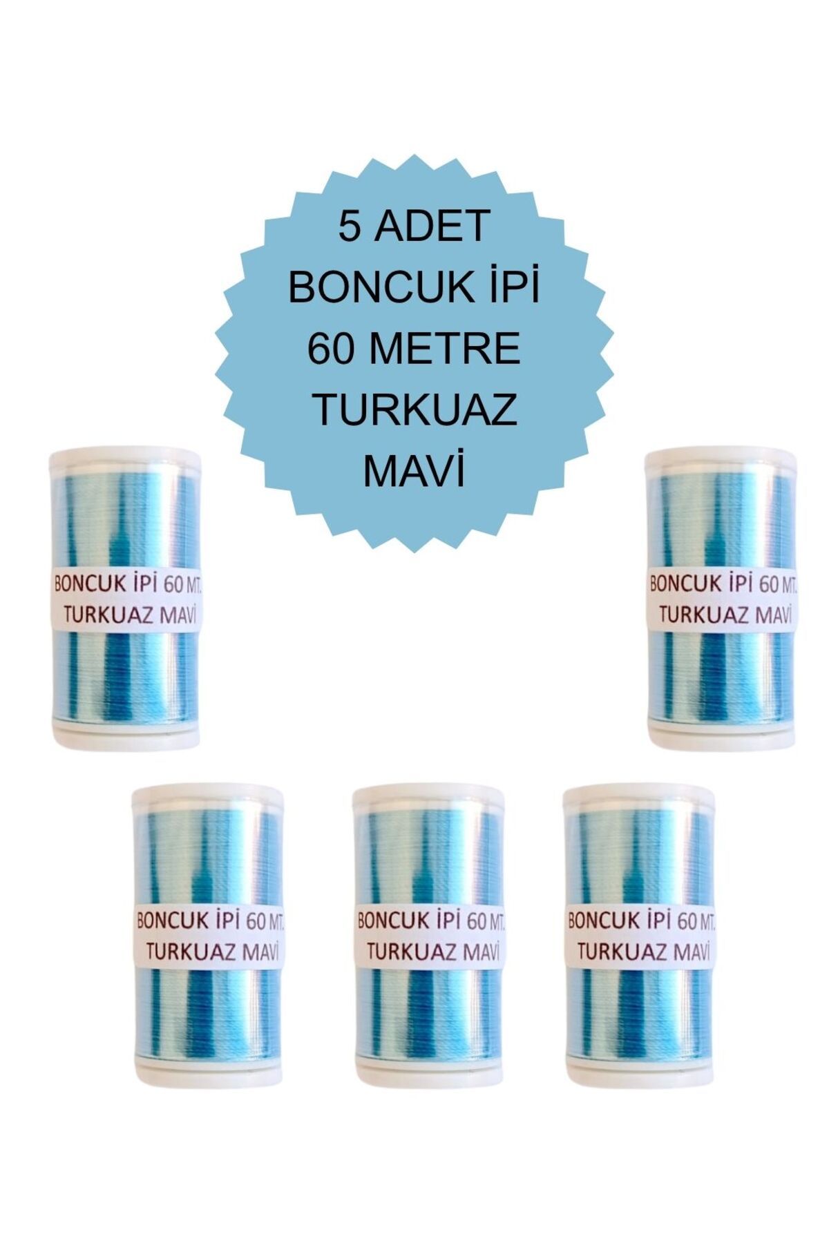 Eskişehir hobi sanat 5 Adet 60 Metre Turkuaz Mavi Renk Kum Boncuk ipi Boncuk İşleme ipi Miyuki ipi