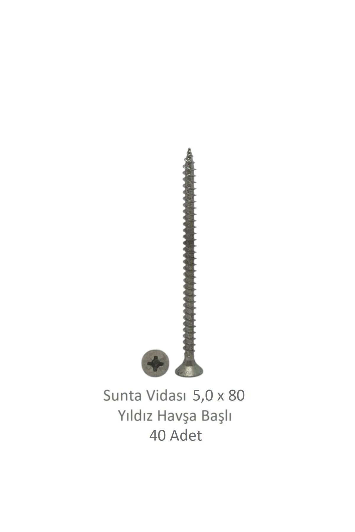 Adilon Sunta Vidası 5,0 x 80 mm 40 Adet YHB Vida