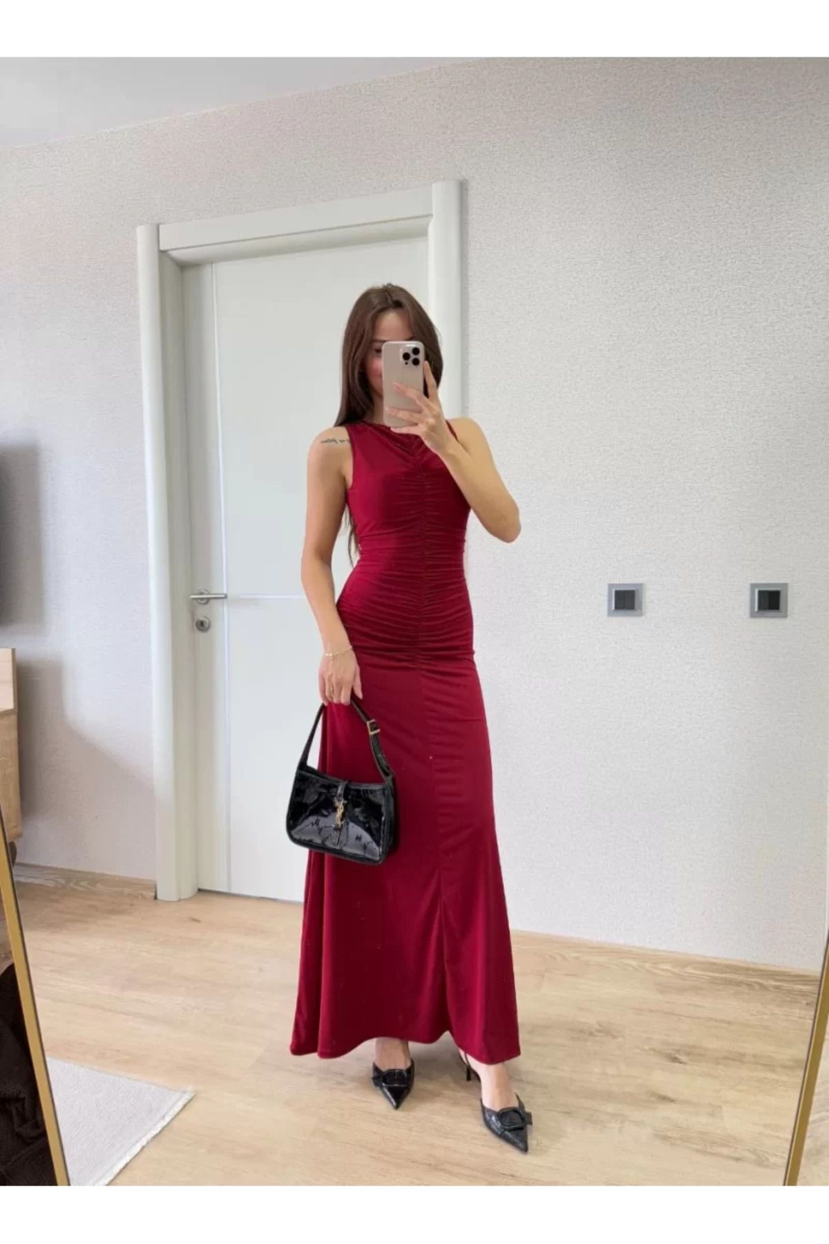 ruum fashions İçi Astarlı kolsuz uzun elbise