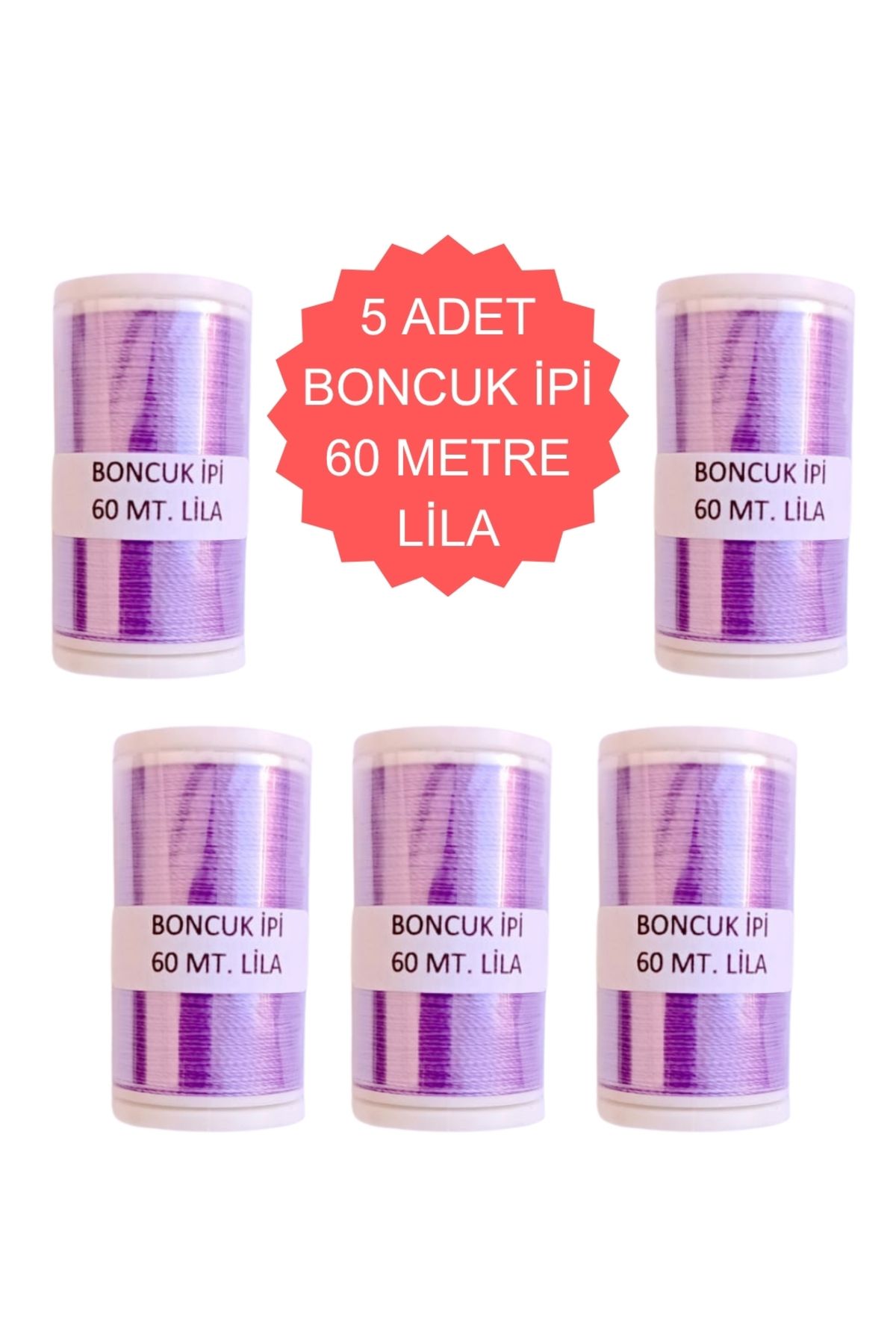 Eskişehir hobi sanat 5 Adet 60 Metre Lila Renk Kum Boncuk Ipi Boncuk İşleme İpi Miyuki Ipi