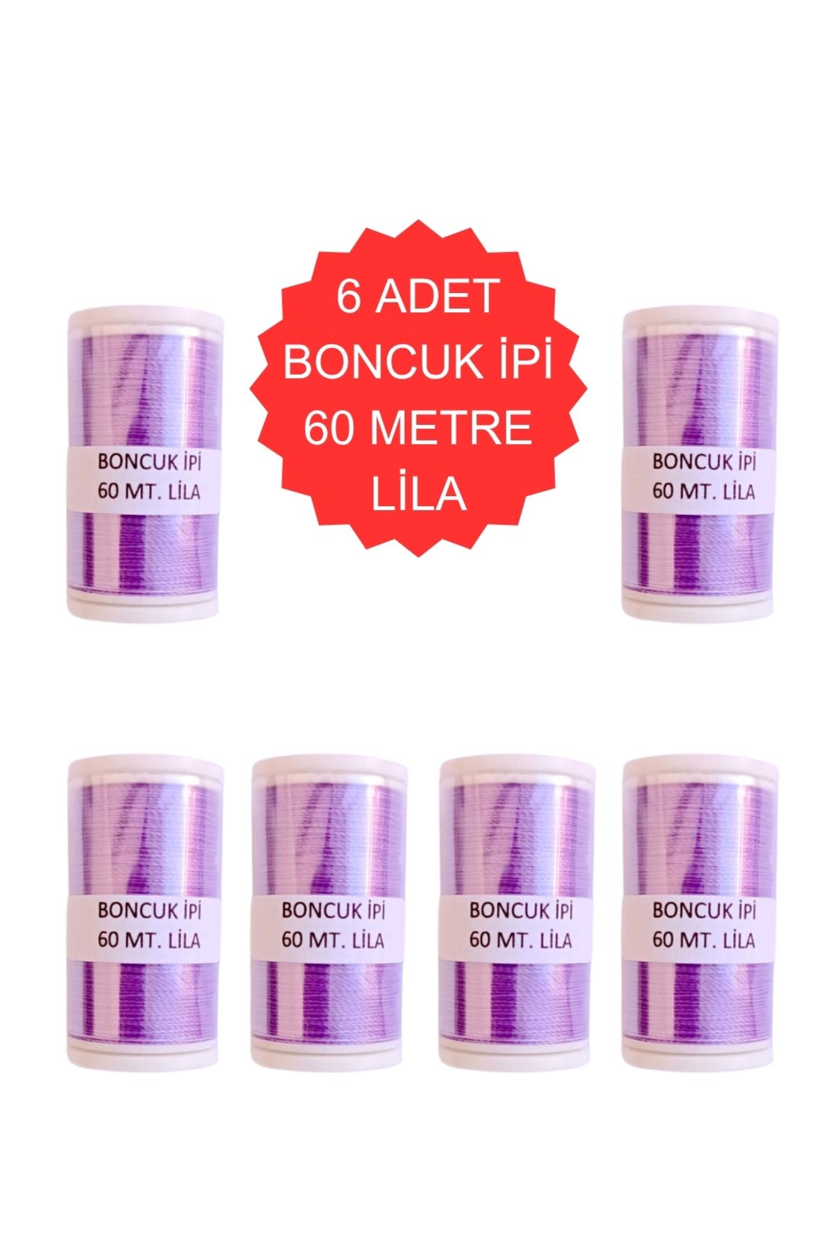 Eskişehir hobi sanat 6 Adet 60 Metre Lila Renk Kum Boncuk Ipi Boncuk İşleme İpi Miyuki Ipi