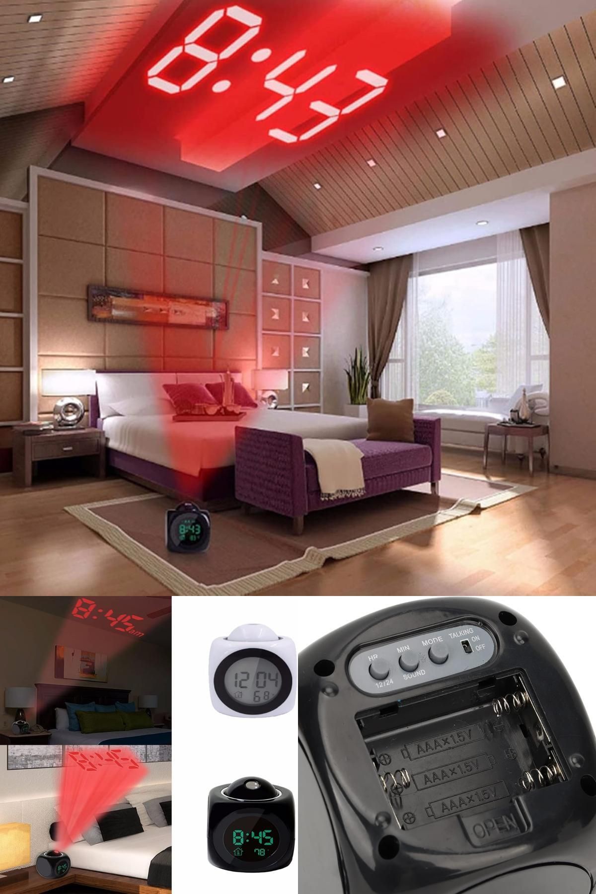 Midday Projeksiyonlu Dijital Alarm Saat | LED Ekranlı, Sıcaklık Göstergeli, Konforlu Tasarım