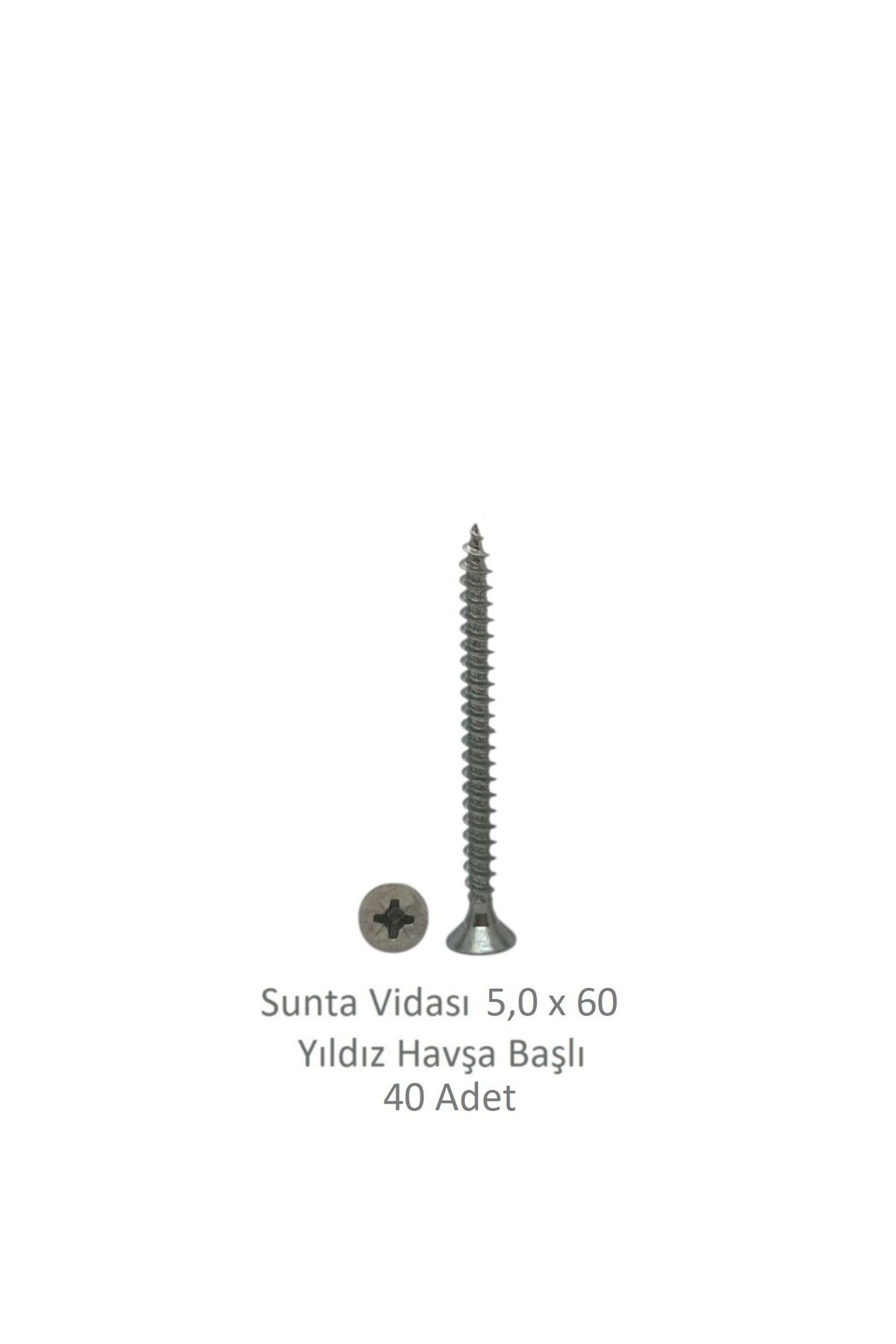 Adilon Sunta Vidası 5,0 x 60 mm 40 Adet YHB Vida