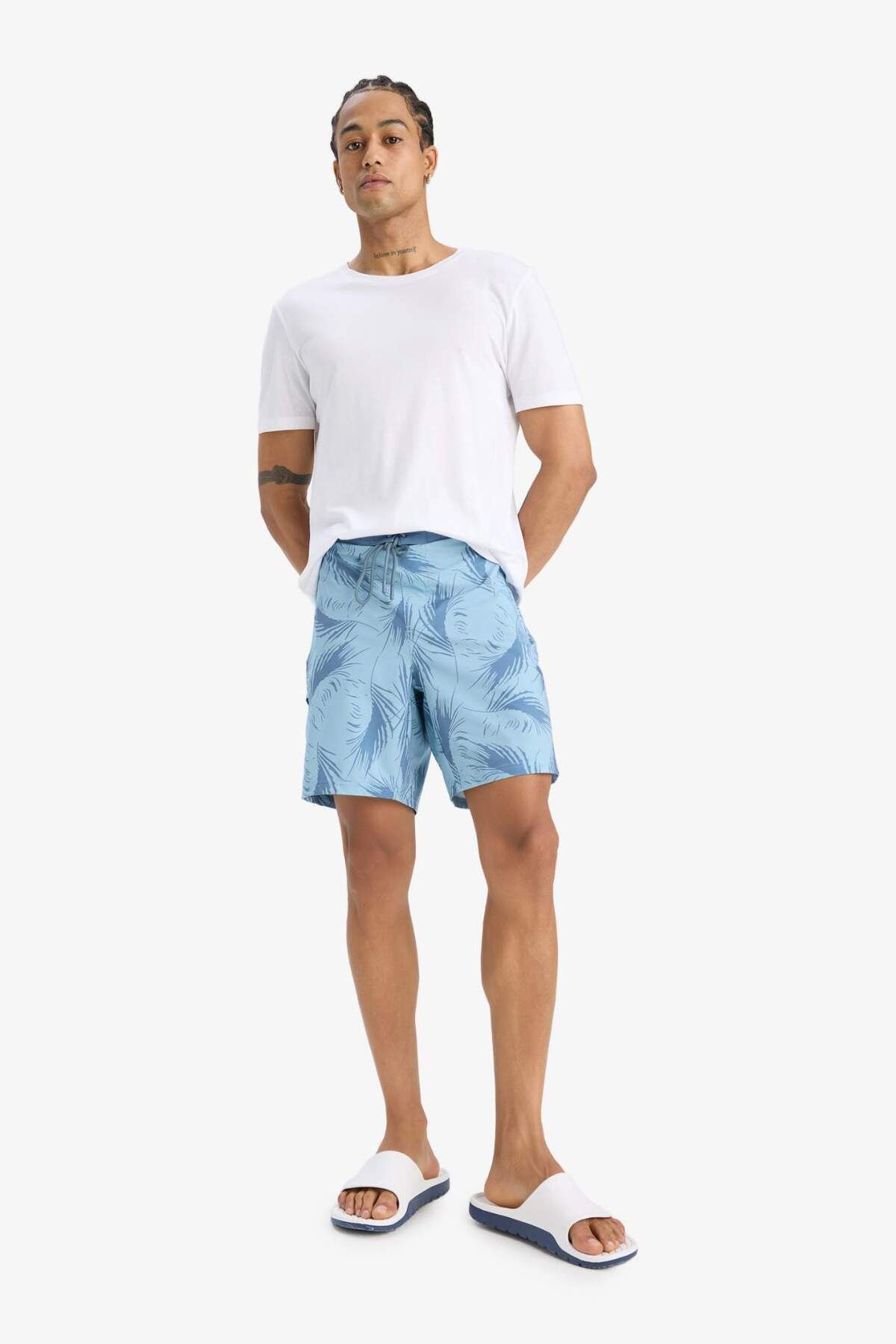 DeFacto-Defactofit Regular Fit Patterned Stretchy Textured Sea Shorts D9630Ax25Hs 3