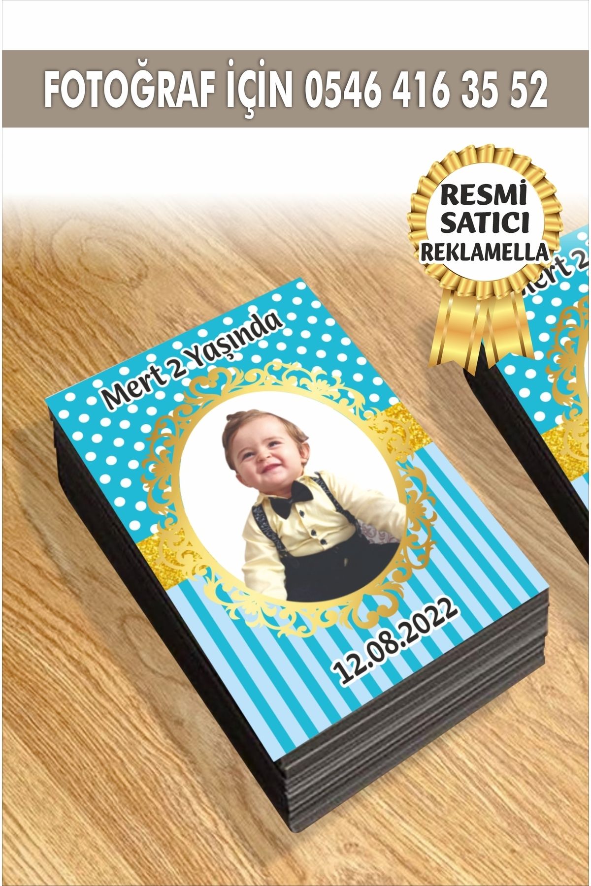 Elioure Kişiye Özel Doğum Günü Magnetleri, 7x5 cm, 10 adet, Mavi, Çeşitli Temalar