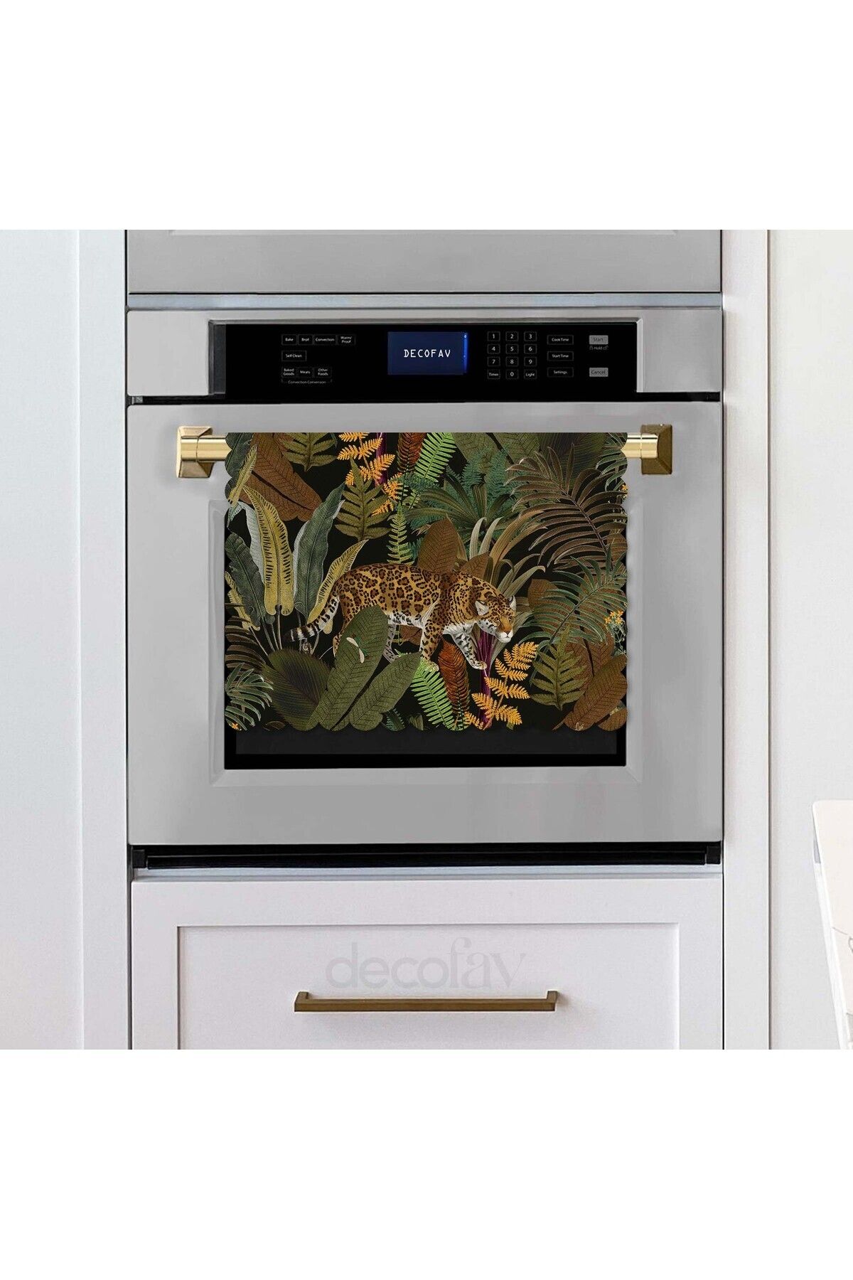 Elioure Eşsiz Leopar ve Tropikal Yaprak Desenli Lazer Kesim Fırın Örtüsü 40x53cm