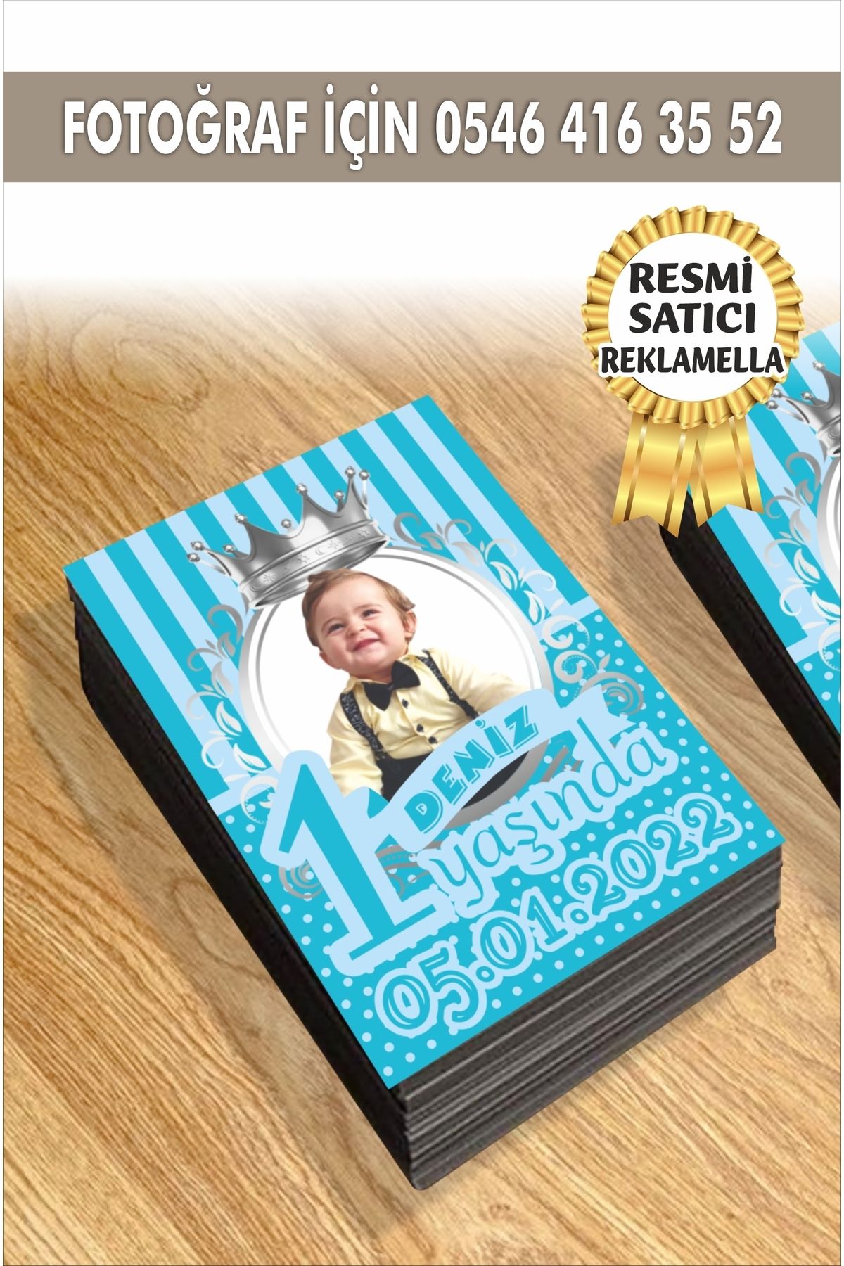 Elioure Kişiye Özel Resimli Doğum Günü Magnetleri, 7x5 cm, 10 adet, Mavi renkli, şık ve anlamlı seçenek