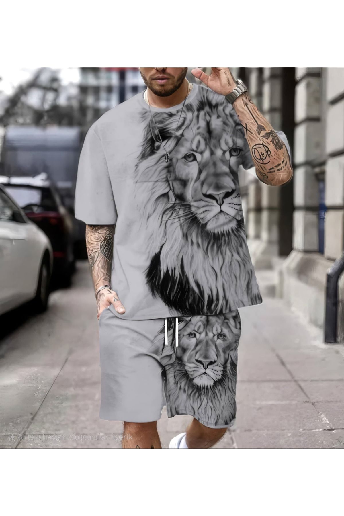 WEAR Aslan Desenli Şort ve Tişört Takımı