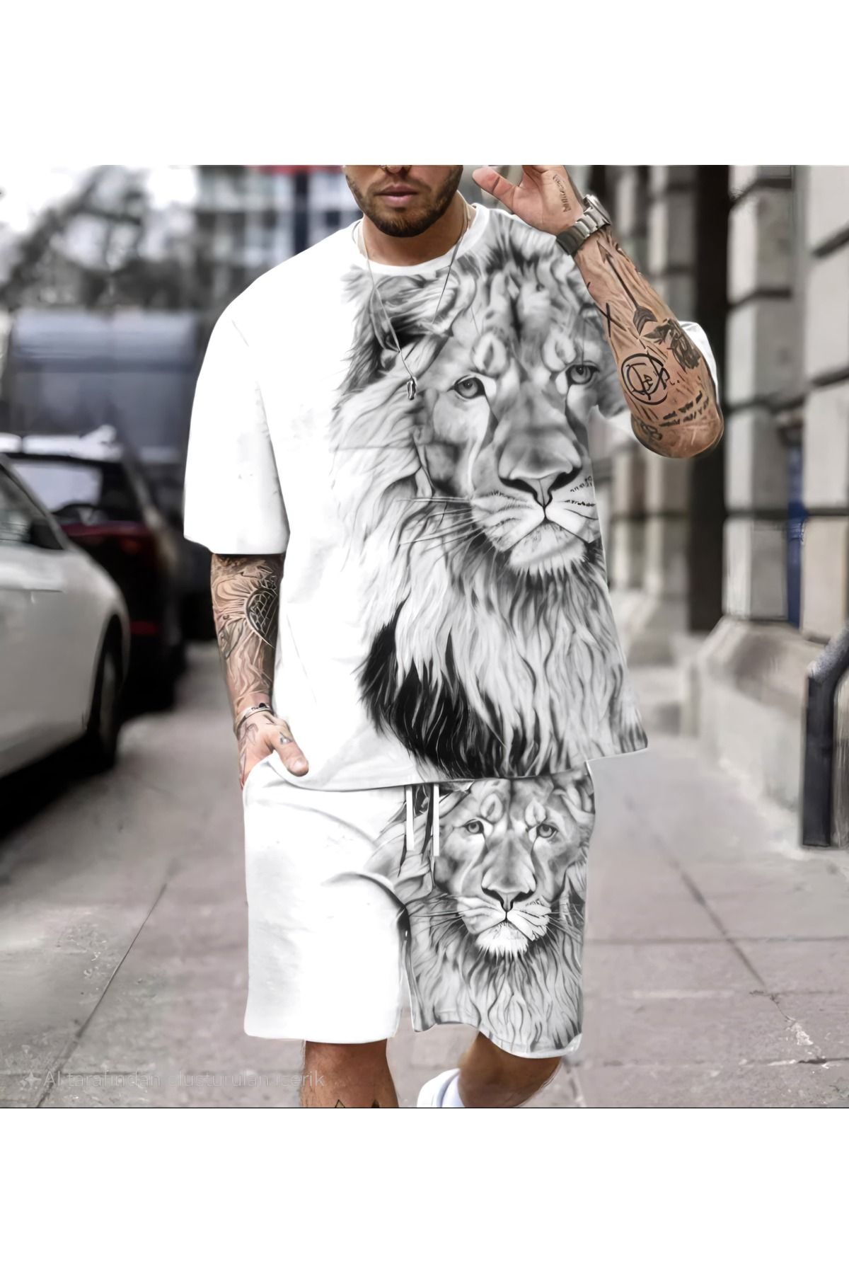 WEAR Aslan Desenli Şort ve Tişört Takımı