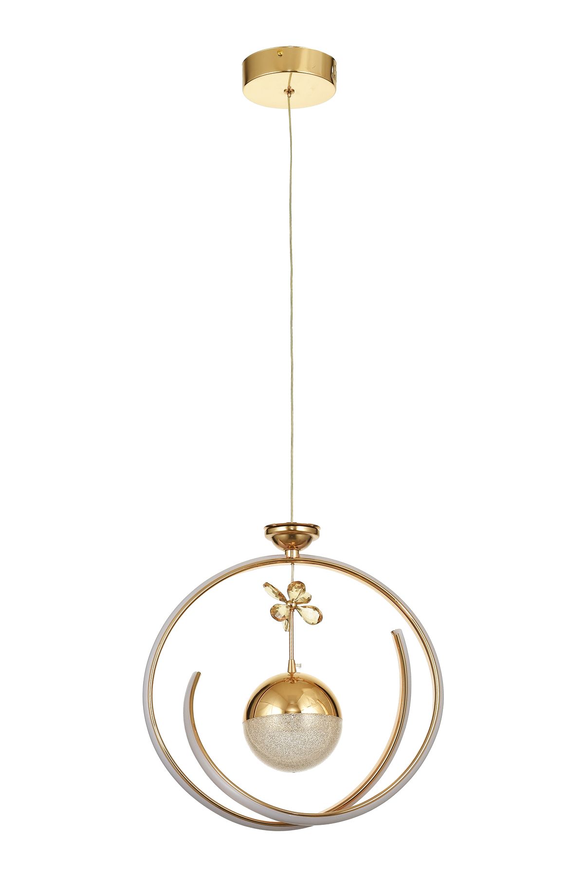 Avizemoda Luka Tekli Dimmer Kumandalı 3 Renk Ledli (Sarı-Beyaz-Gün Işığı) Modern Sarkıt Avize - Gold