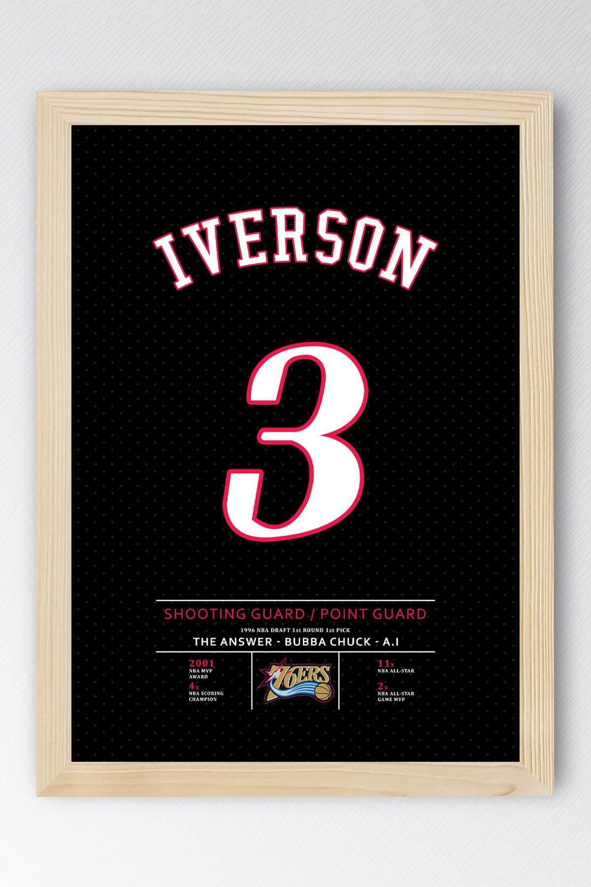 Saturn Allen Iverson Forma Çerçeveli Tablo -NBA Philadelphia 76ers Jersey
