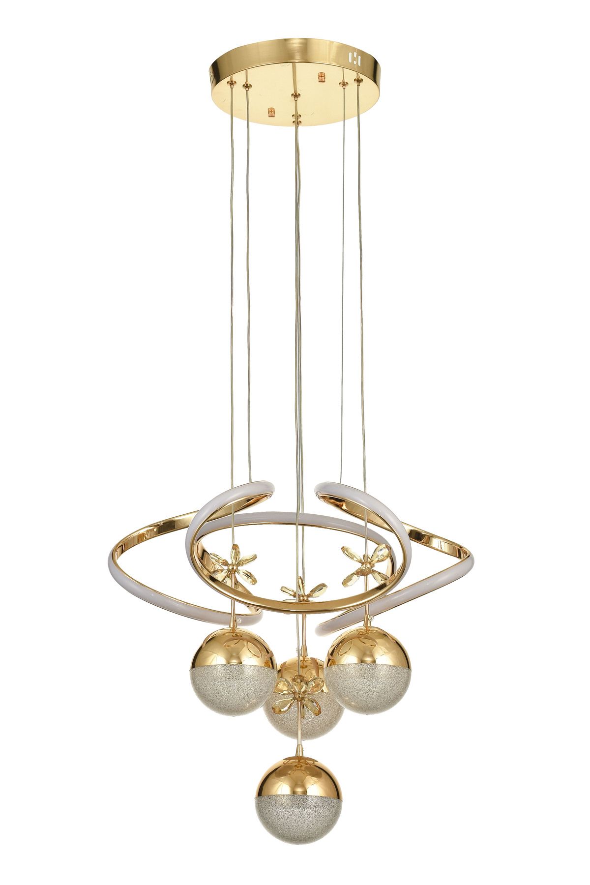 Avizemoda Felin 4'Lü Dimmer Kumandalı 3 Renk Ledli (Sarı-Beyaz-Gün Işığı) Modern Sarkıt Avize - Gold