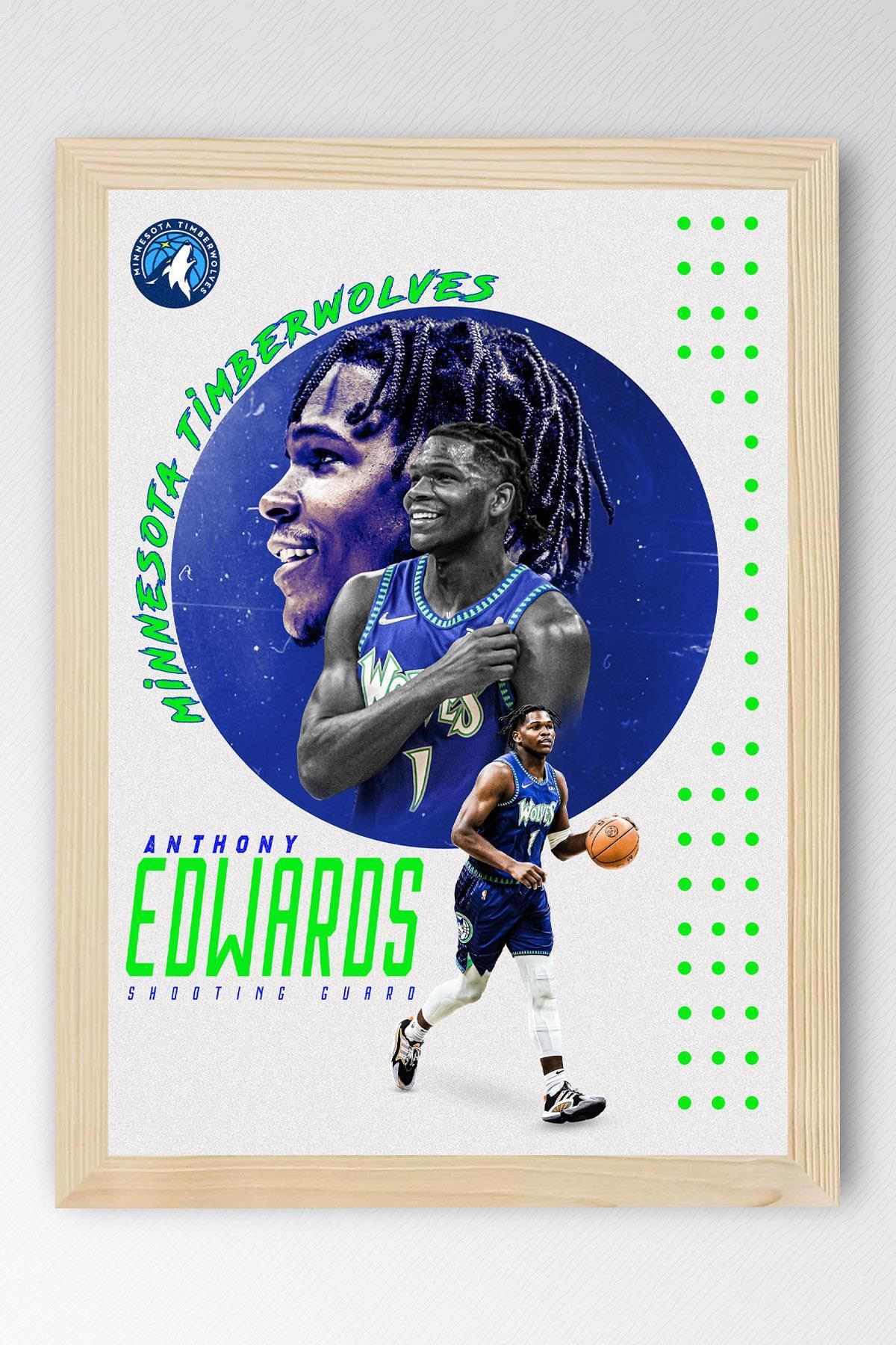 Saturn Anthony Edwards Çerçeveli Tablo - Minnesota Timberwolves NBA Posteri Tablo
