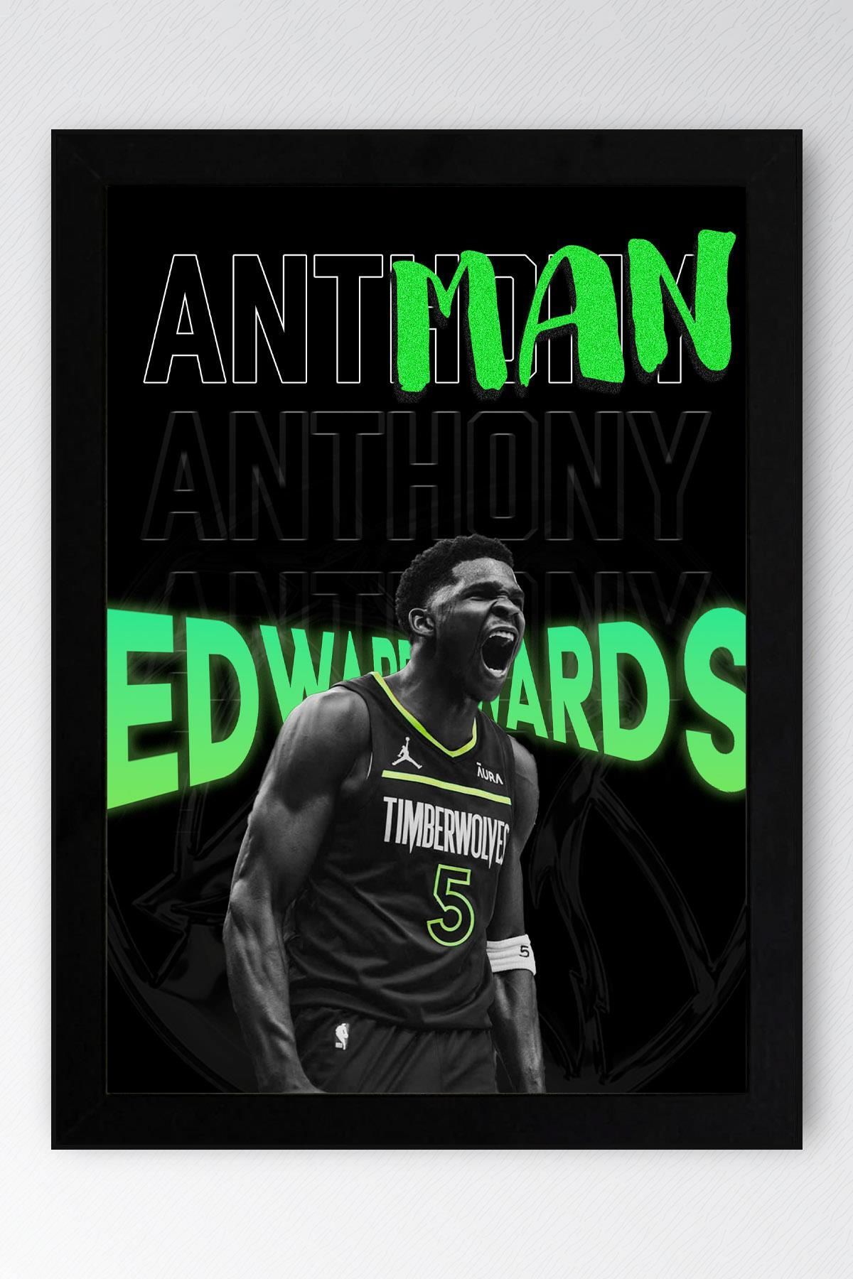 Saturn Anthony Edwards Çerçeveli Tablo - Antman NBA Posteri Tablo