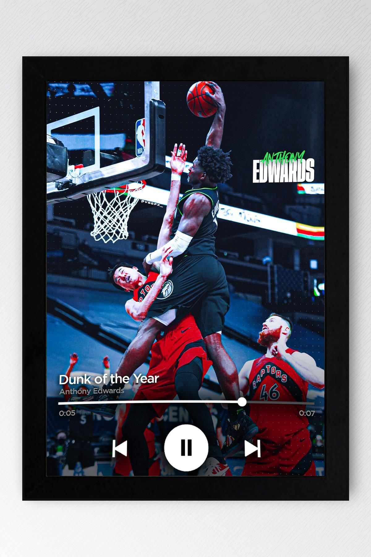 Saturn Anthony Edwards Çerçeveli Tablo - Dunk of the Year NBA Posteri Tablo