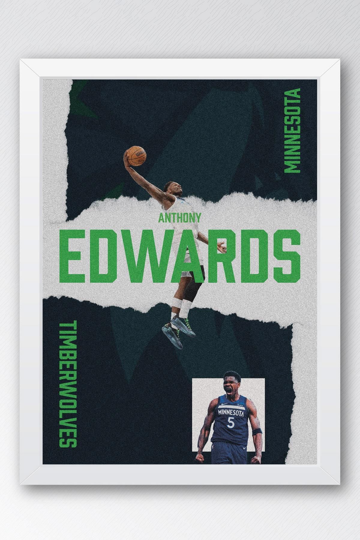 Saturn Anthony Edwards Çerçeveli Tablo - Basketbol NBA Posteri Tablo