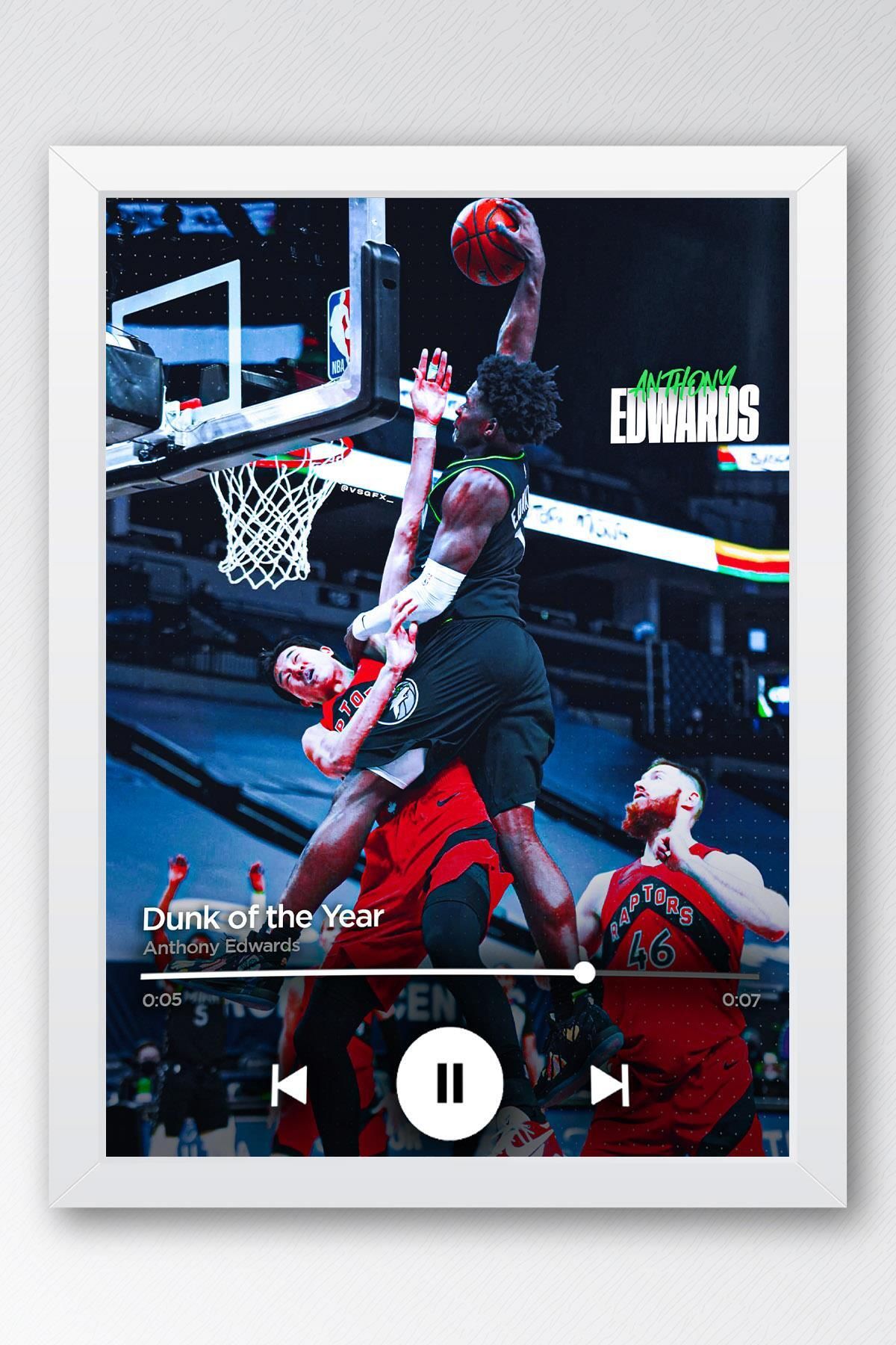 Saturn Anthony Edwards Çerçeveli Tablo - Dunk of the Year NBA Posteri Tablo