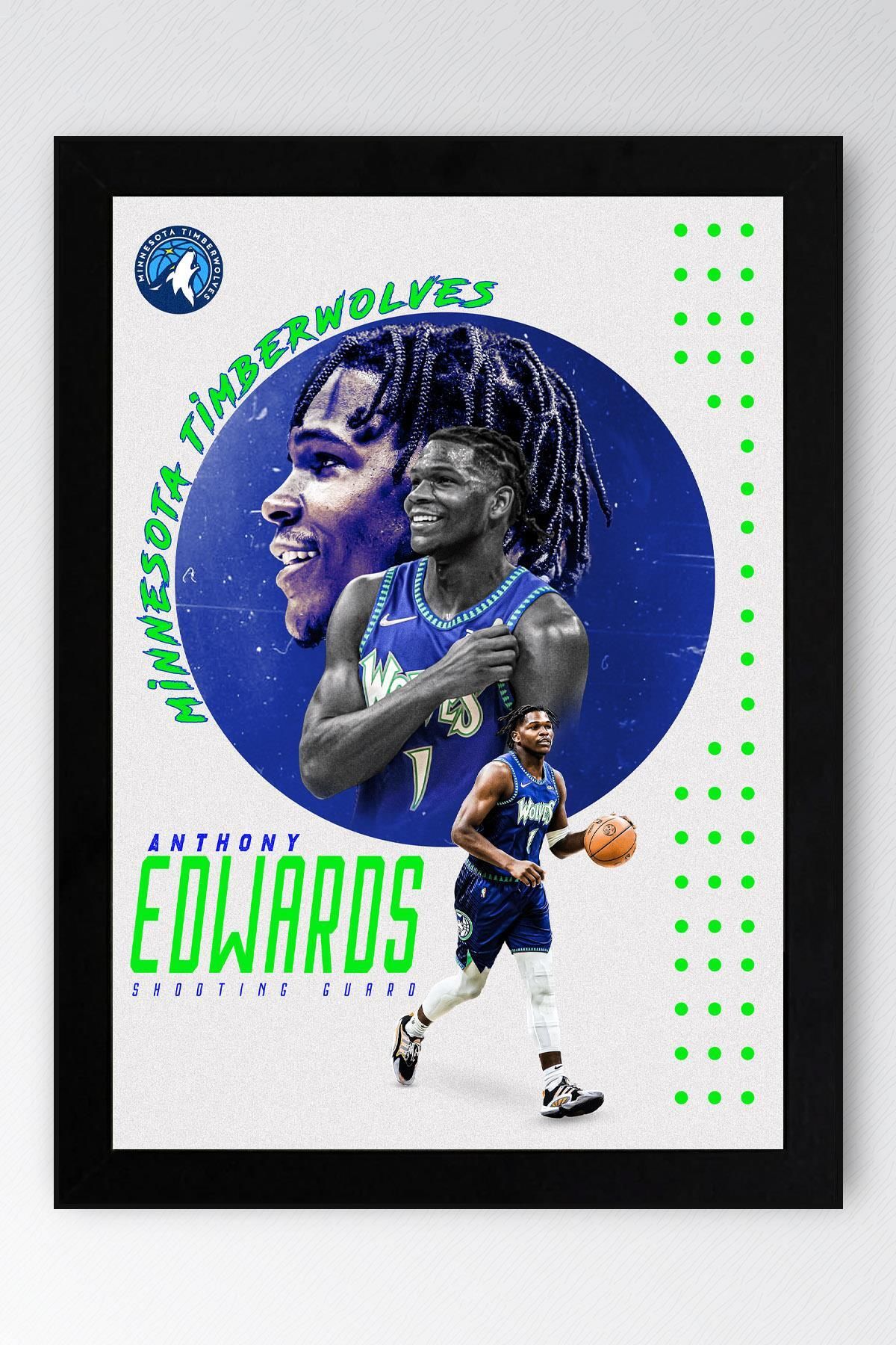 Saturn Anthony Edwards Çerçeveli Tablo - Minnesota Timberwolves NBA Posteri Tablo