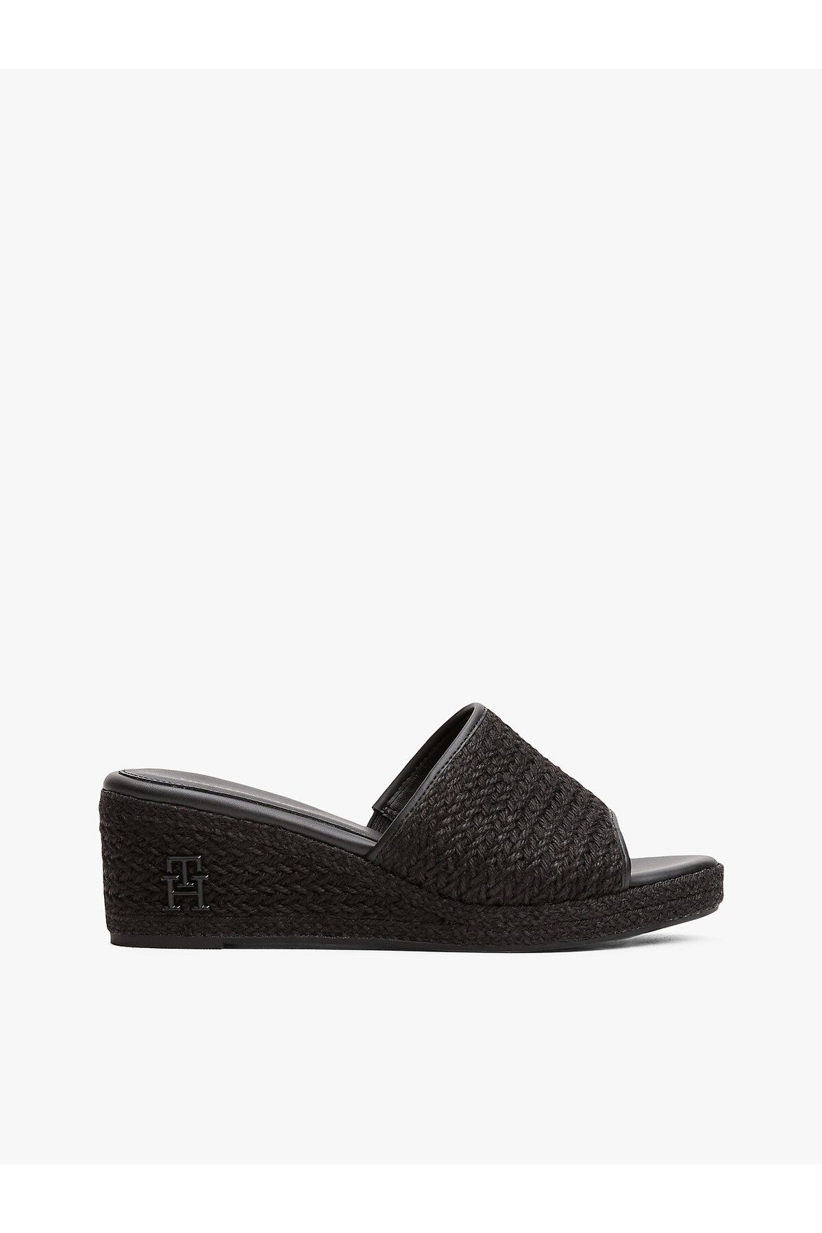 Tommy Hilfiger TH Monogram Linen Rope Wedge Sandals