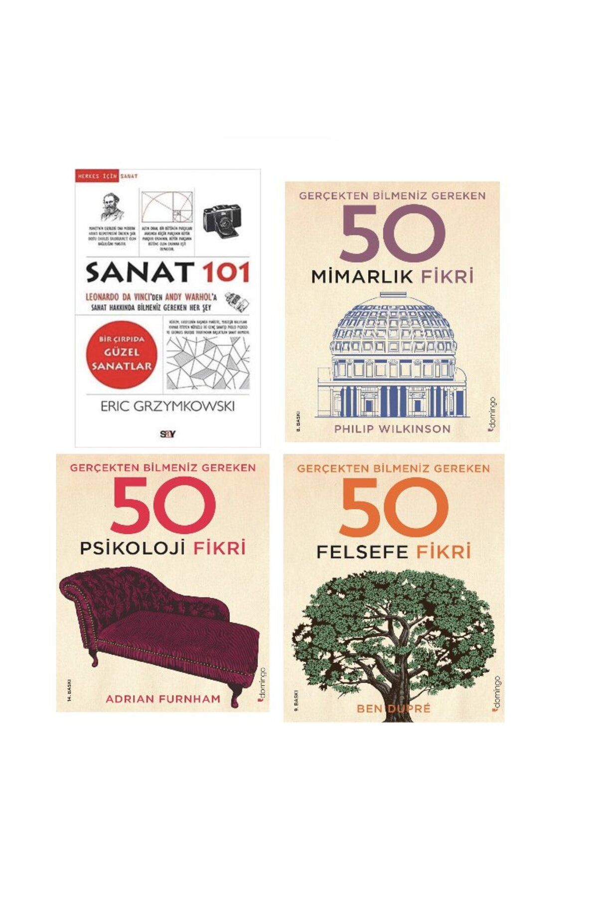 Say Yayınları sanat 101 + mimmarlik fikri + psikoloji fikri + felsefe fikri = 4 set