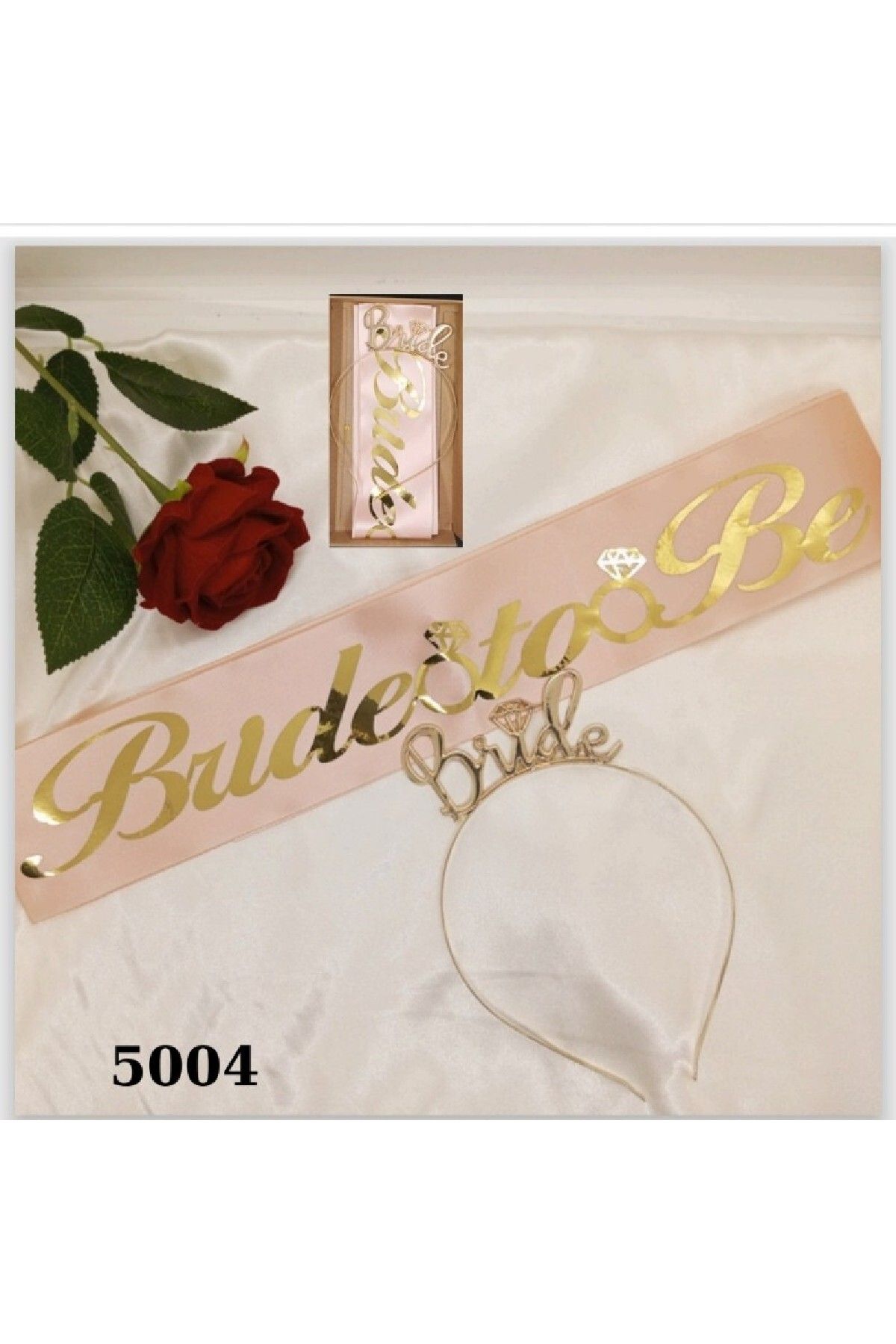 Laviyosa METAL TAÇ KUŞAK SET BRIDE TO BE PEMBE