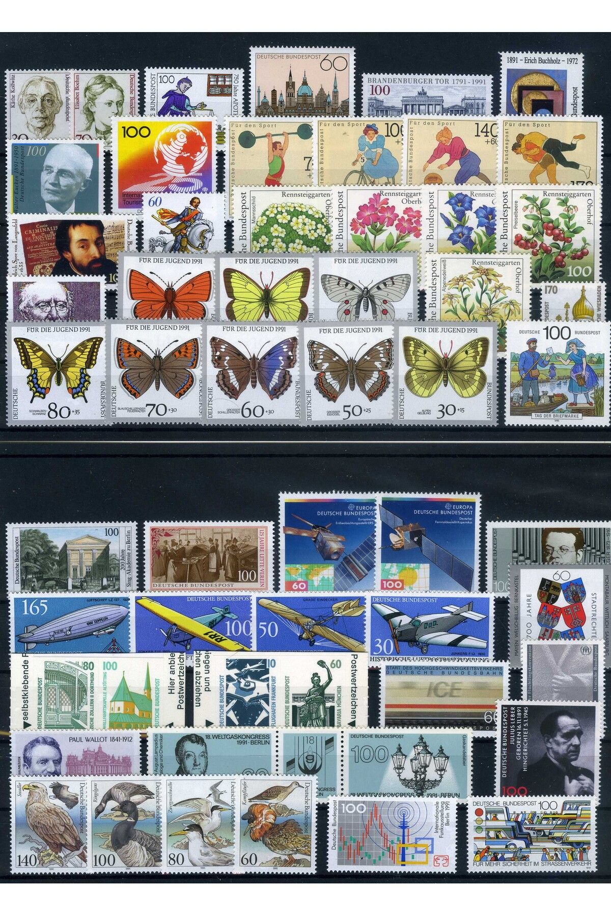 Jupiter Stamps Koleksiyon Pulları,ALMANYA 1991 Yıl Seti,Damgasız,Konsept Hediyelik,Hobi Dünyası,ASB-9554372