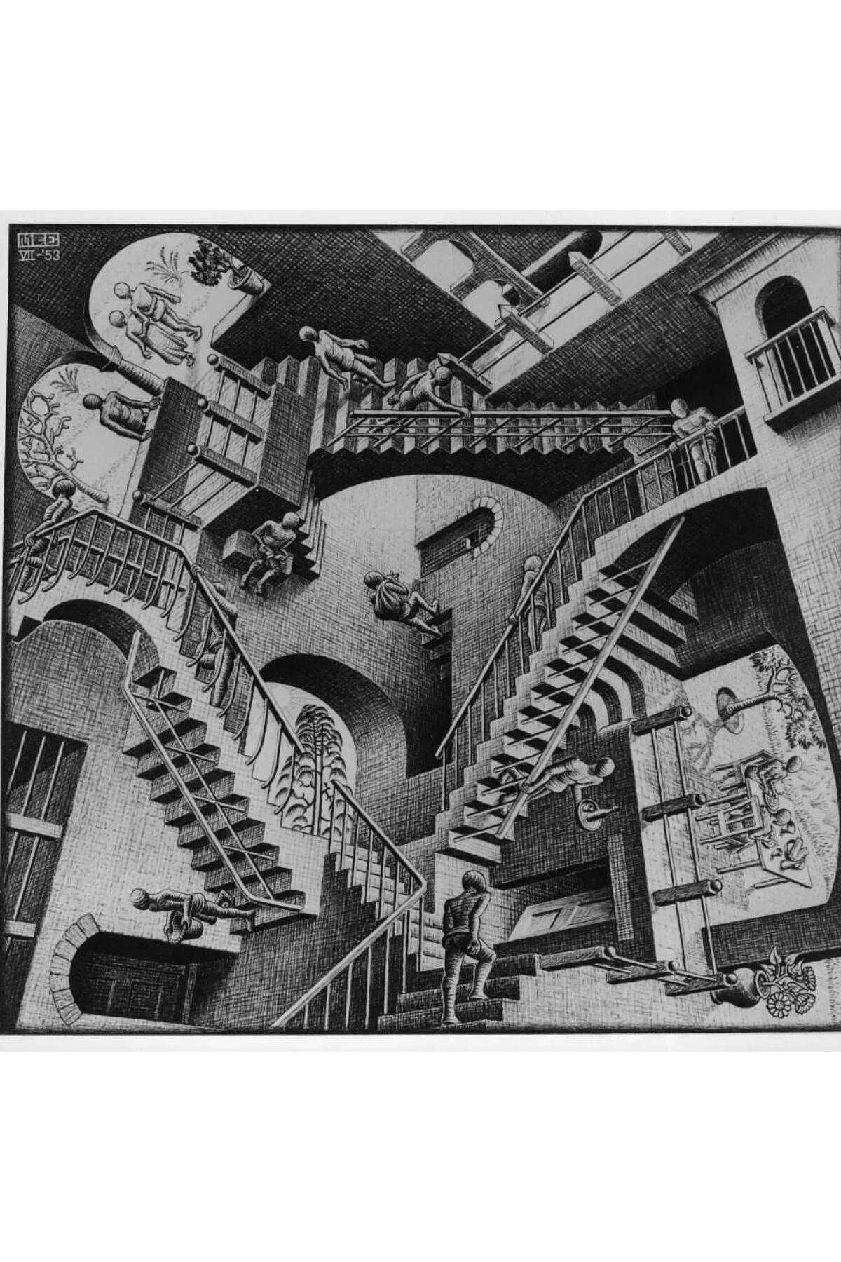 Phigo Escher Relativity Görecelik 3D Diorama - 15x15 cm Sanatsal Koleksiyon Objesi