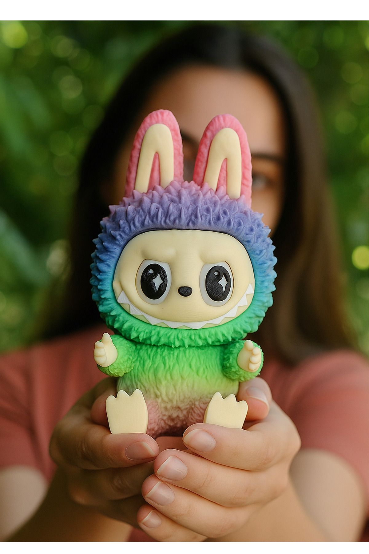 expreshediye Rainbow Labubu Oyuncak Bebek 14 Cm, Gökkuşağı Labubu Bebek Hediye
